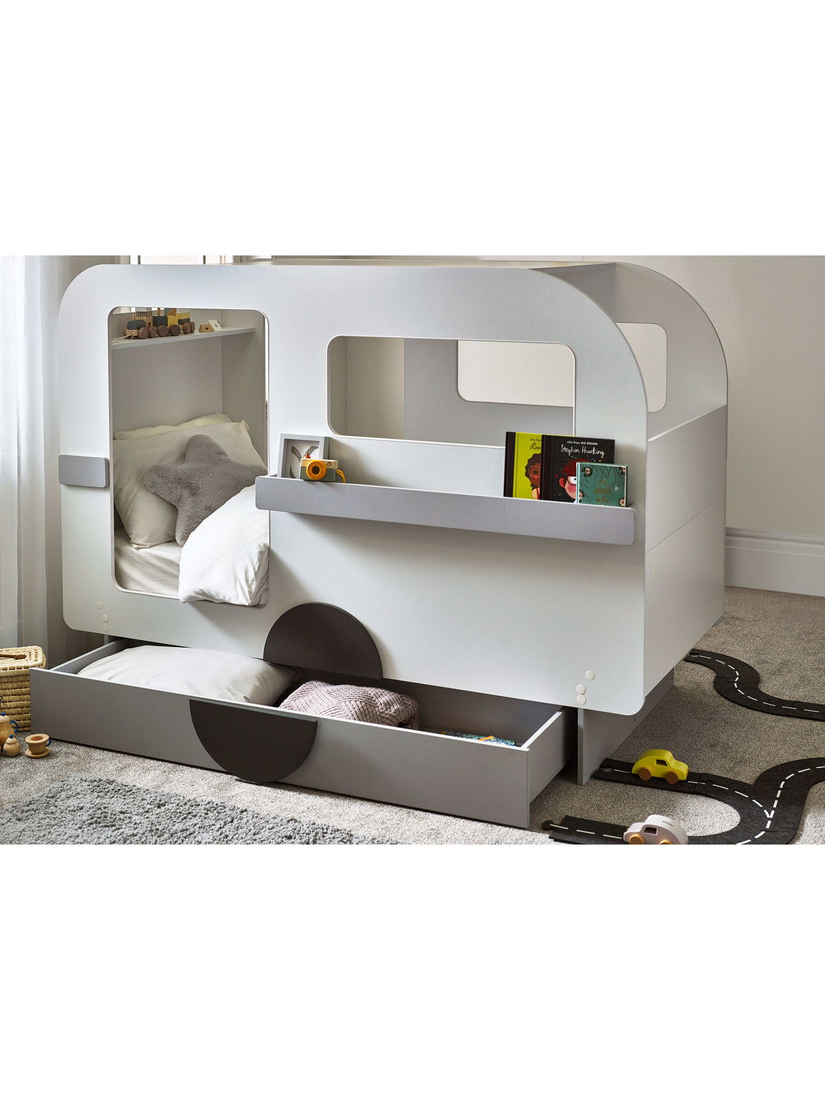 Tourer Caravan Bed - Vapor Grey And White