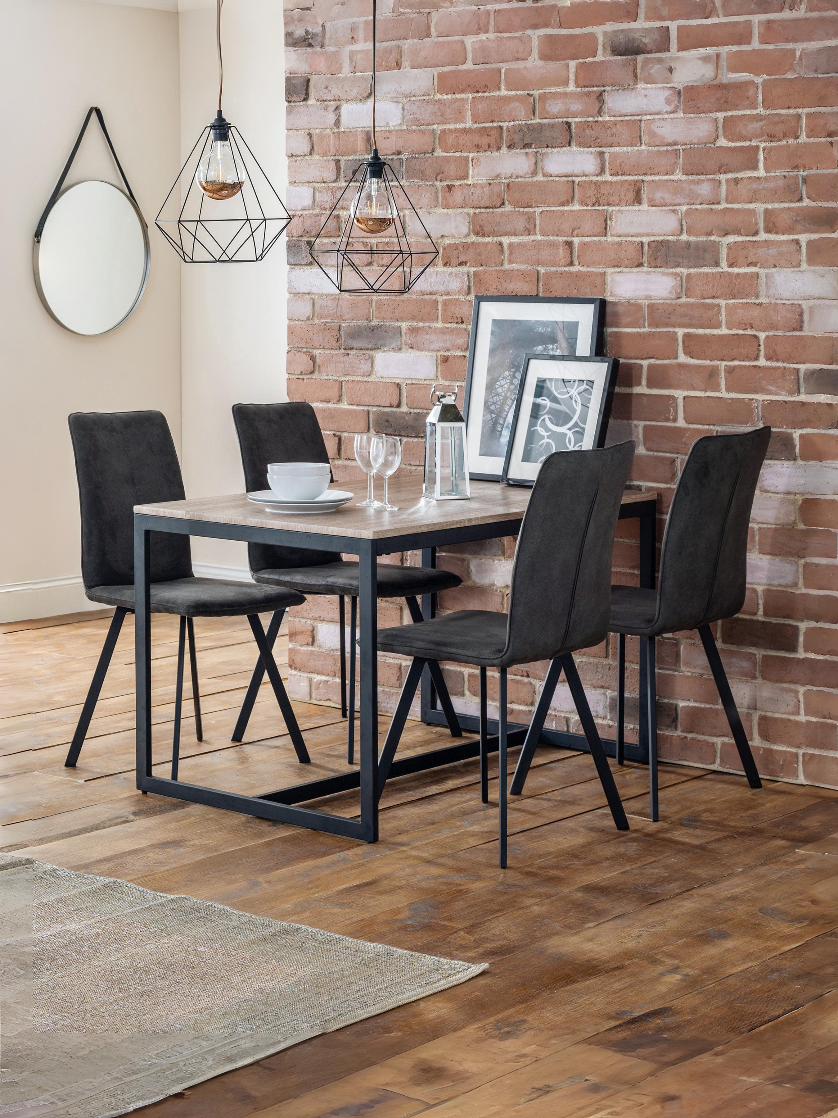 Tribeca Oak Table and 4 Monroe Chairs – Black/Sonoma Oak