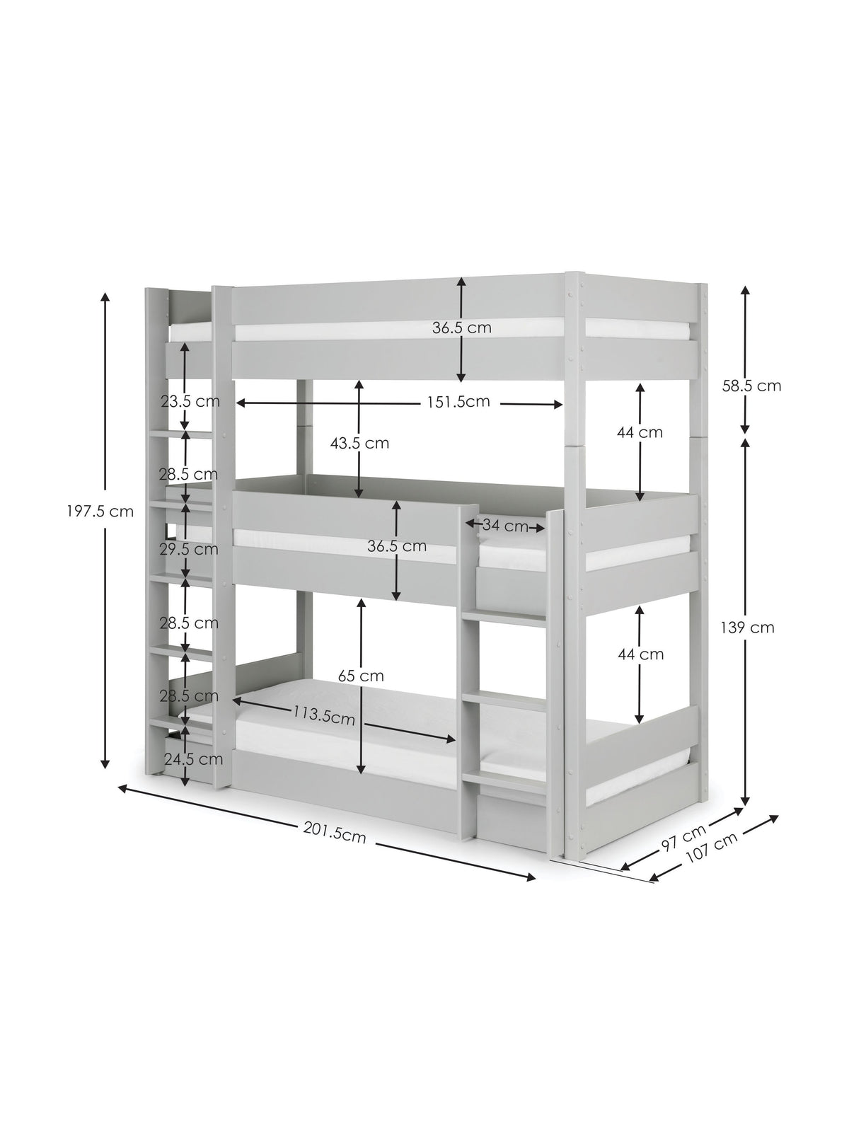 Trio Bunk - Dove Grey