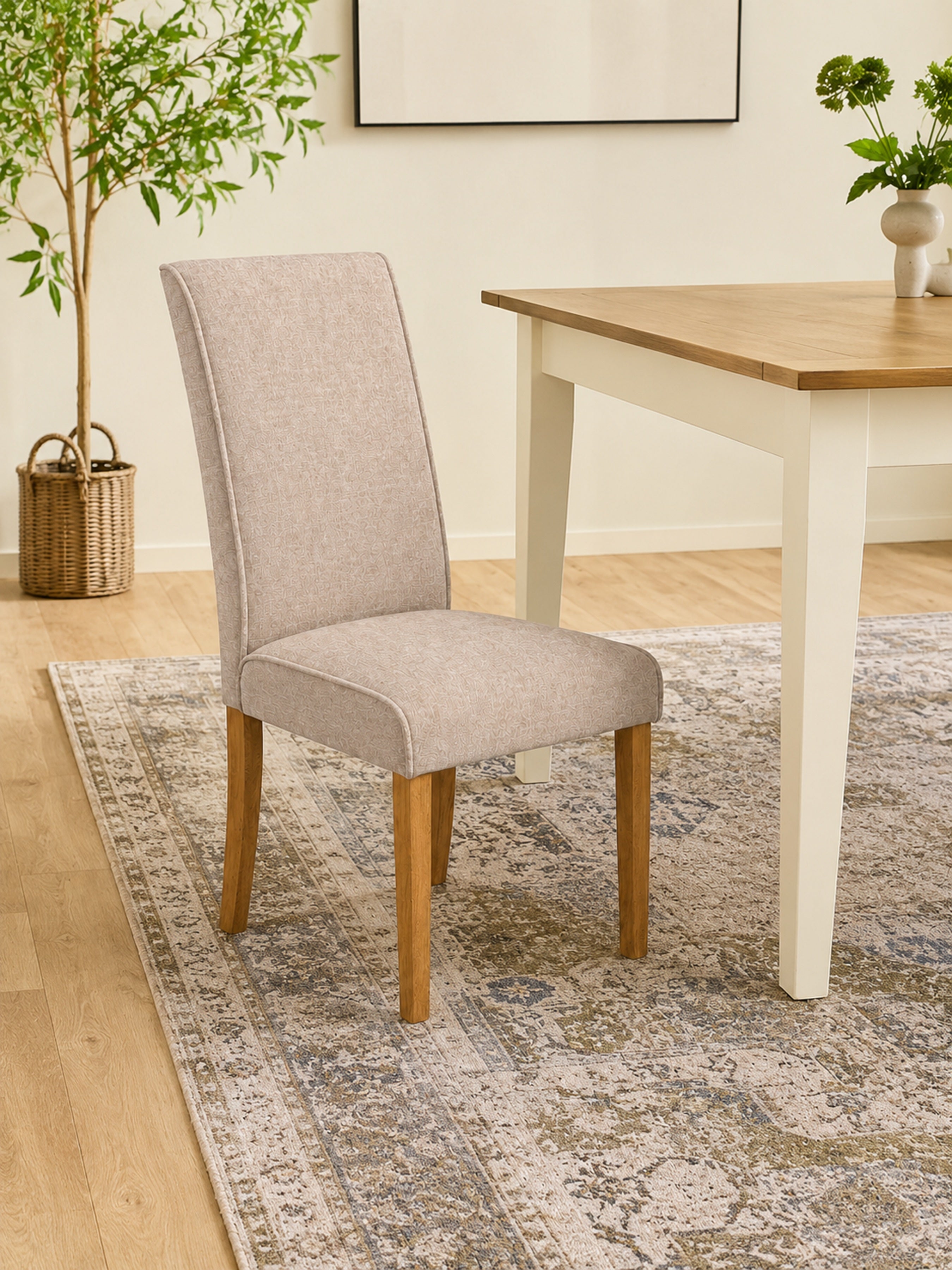 Valencia Upholstered Dining Chair (Set of 2) – Cream Chenille