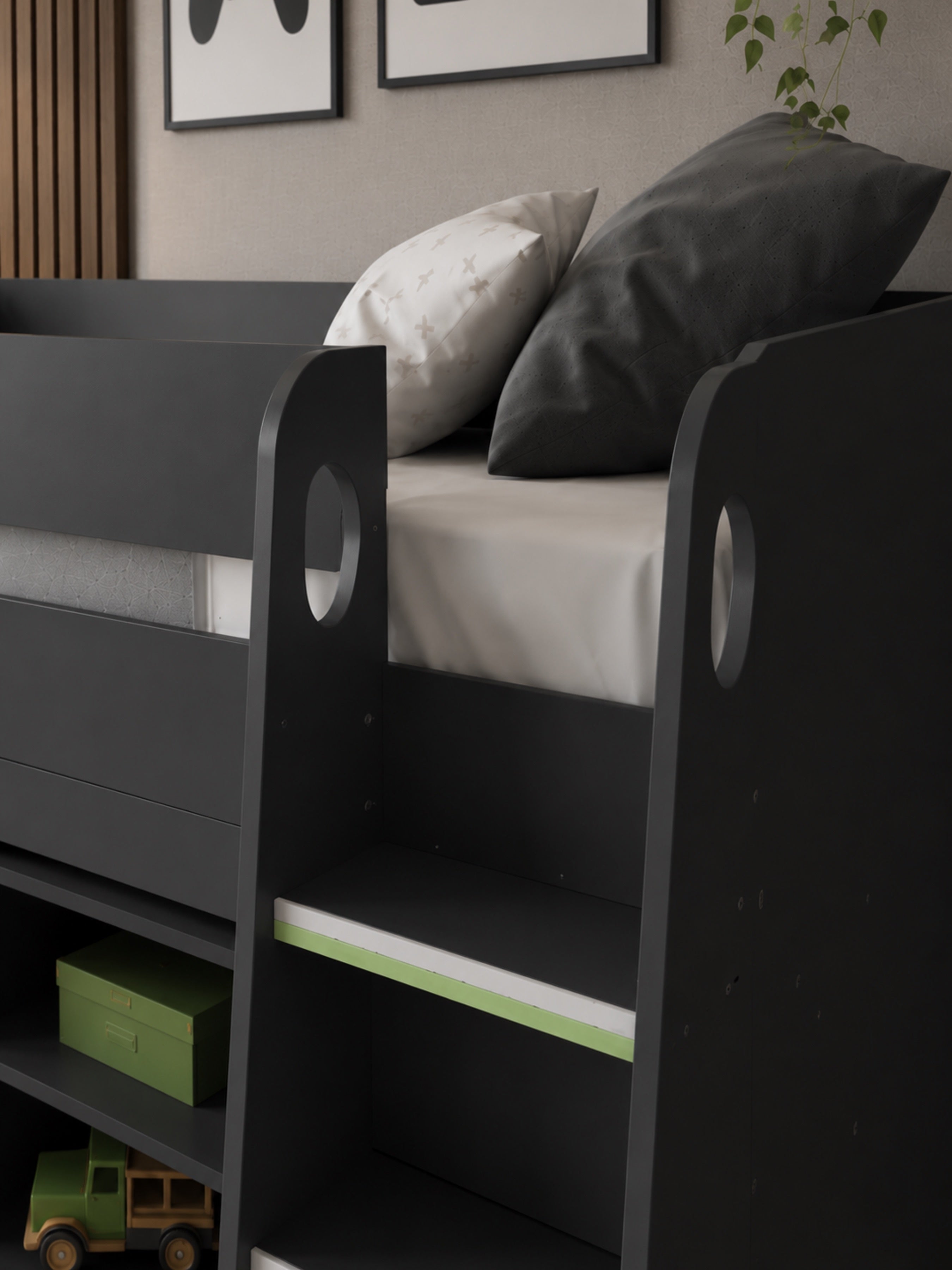 Vespa Mid Sleeper Bed with Desk – Anthracite