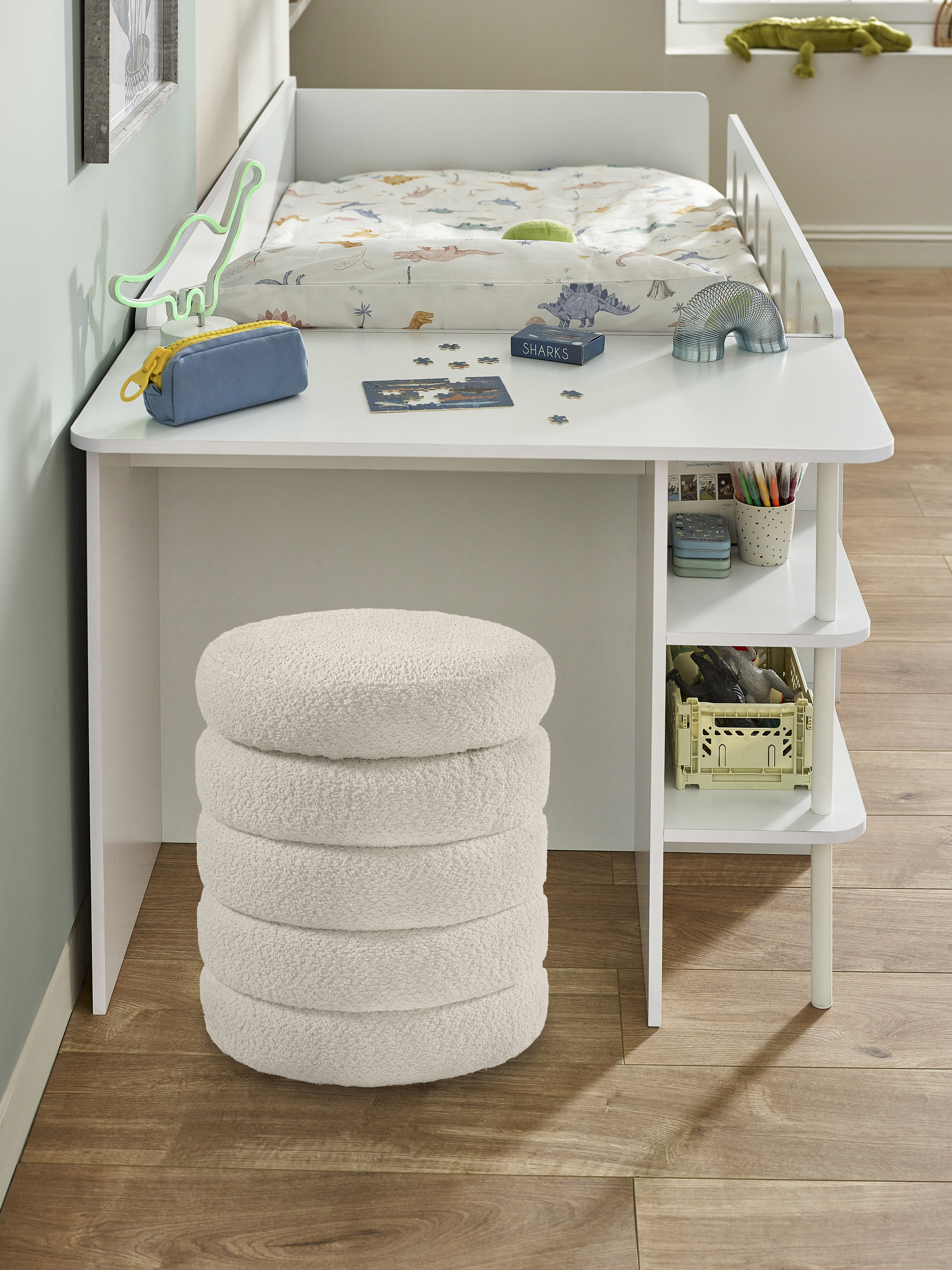 Vision Low Sleeper With Desk – White