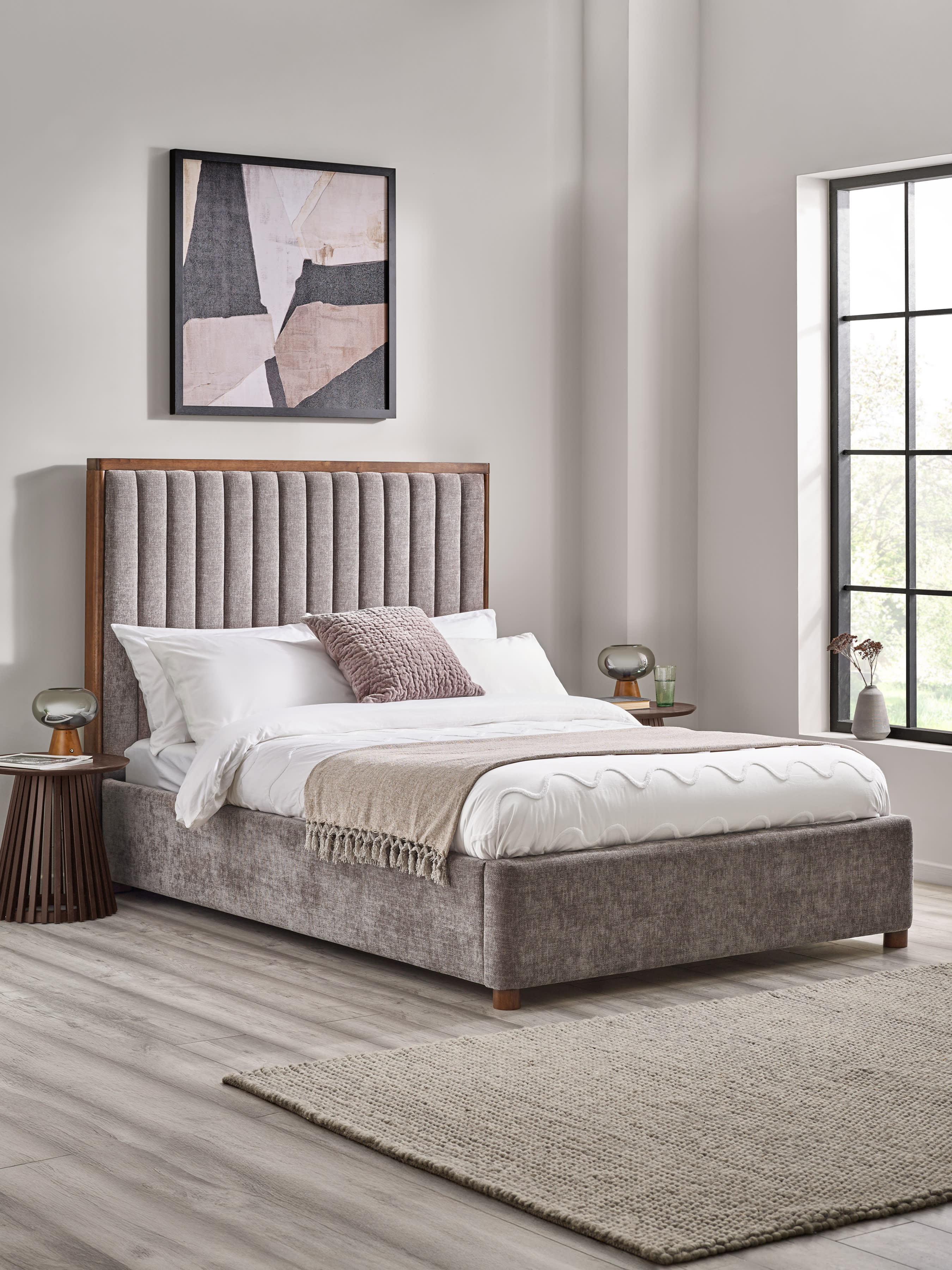 Whitmore Grey Chenille Upholstered Bed