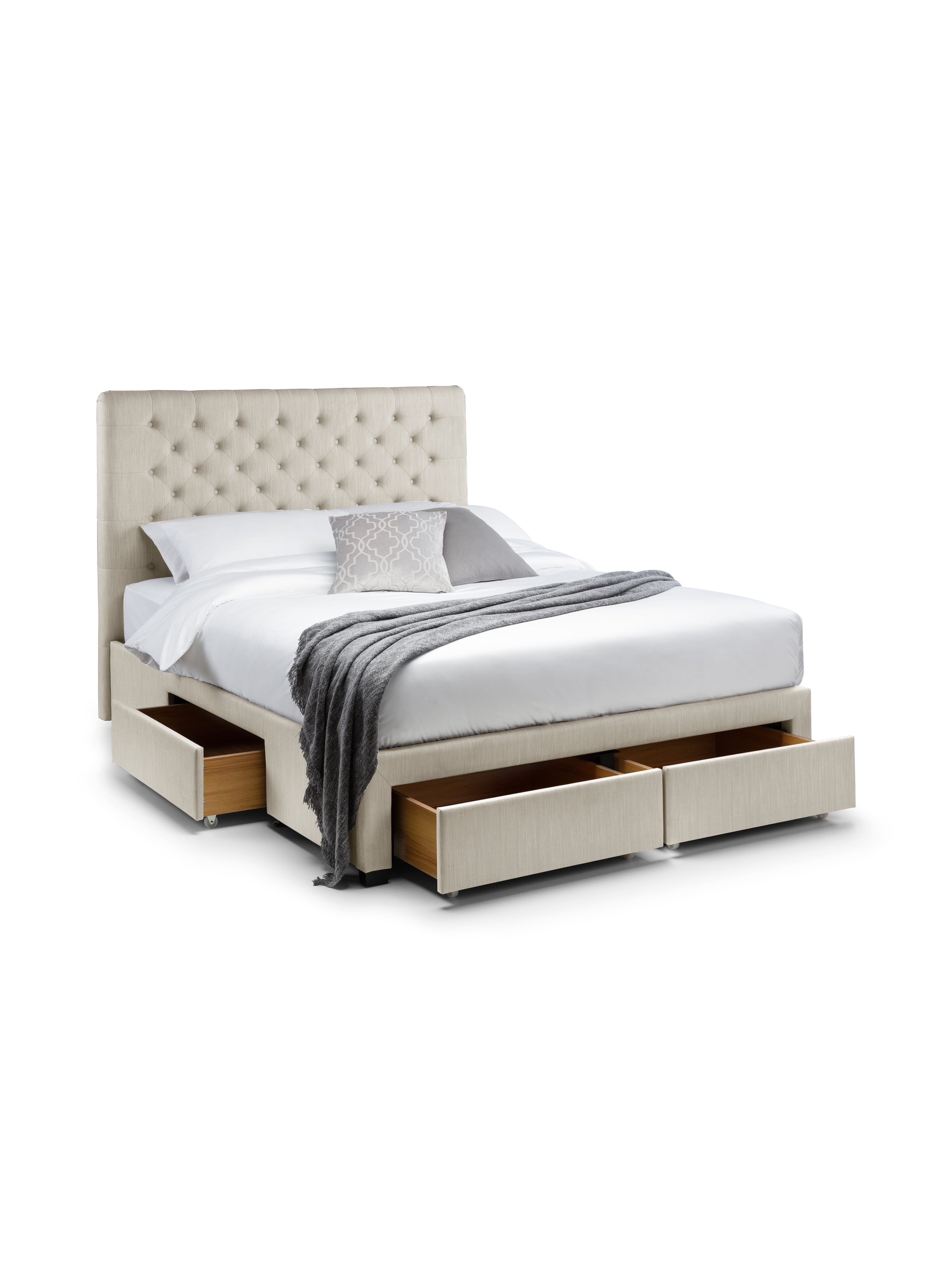 Wilton 4 Drawer Bed – Oatmeal Beige Linen – Oatmeal Linen