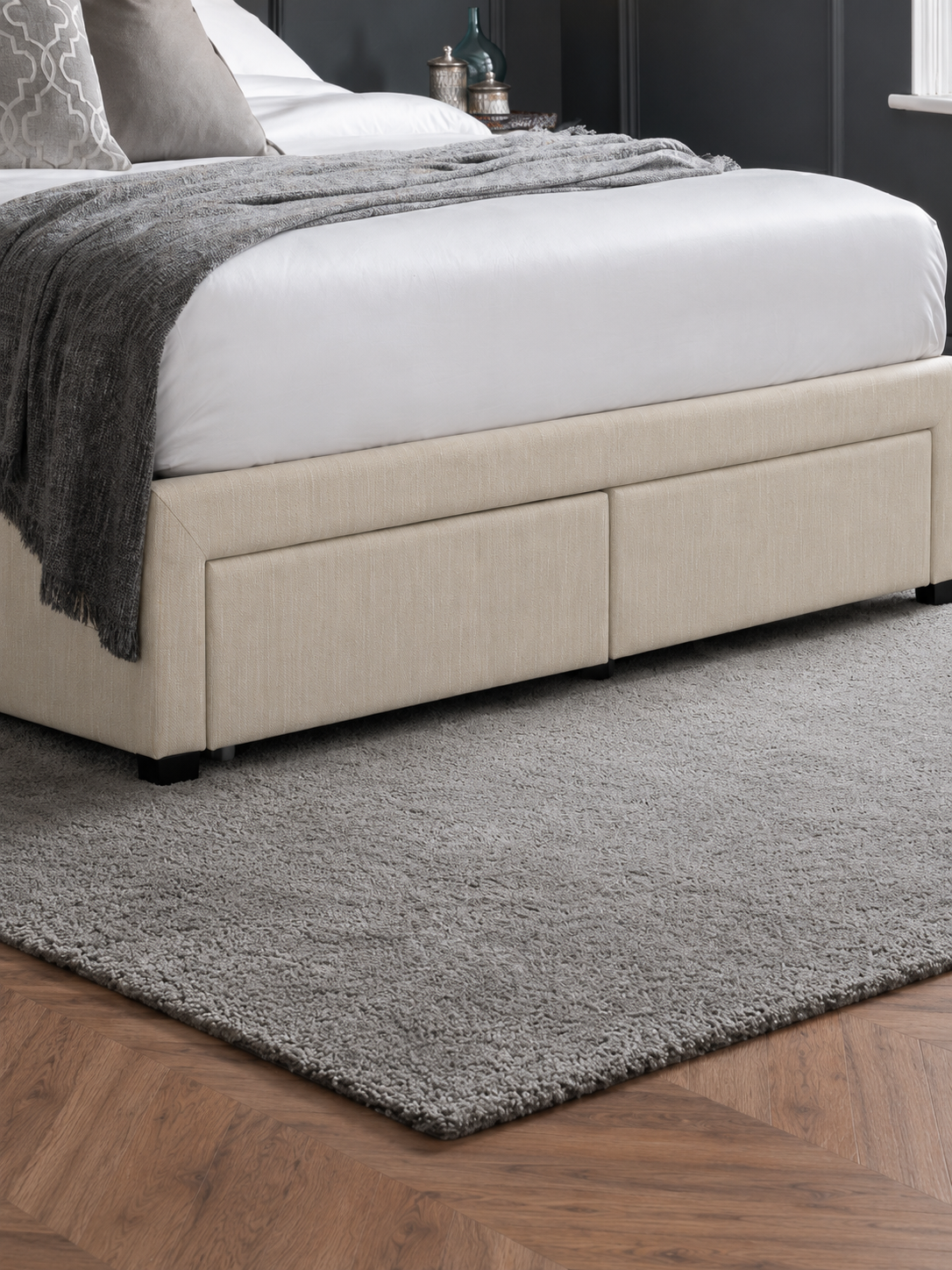 Wilton 4 Drawer Bed – Oatmeal Beige Linen – Oatmeal Linen