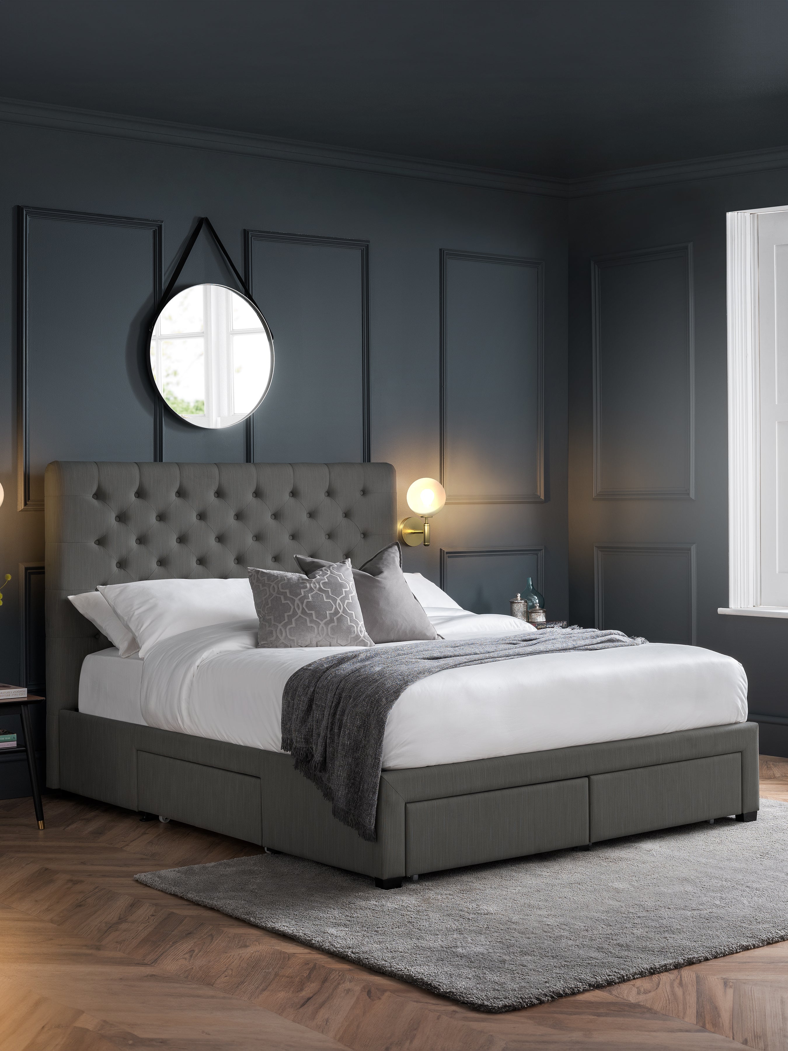 Wilton 4 Drawer Bed – Dark Grey Linen