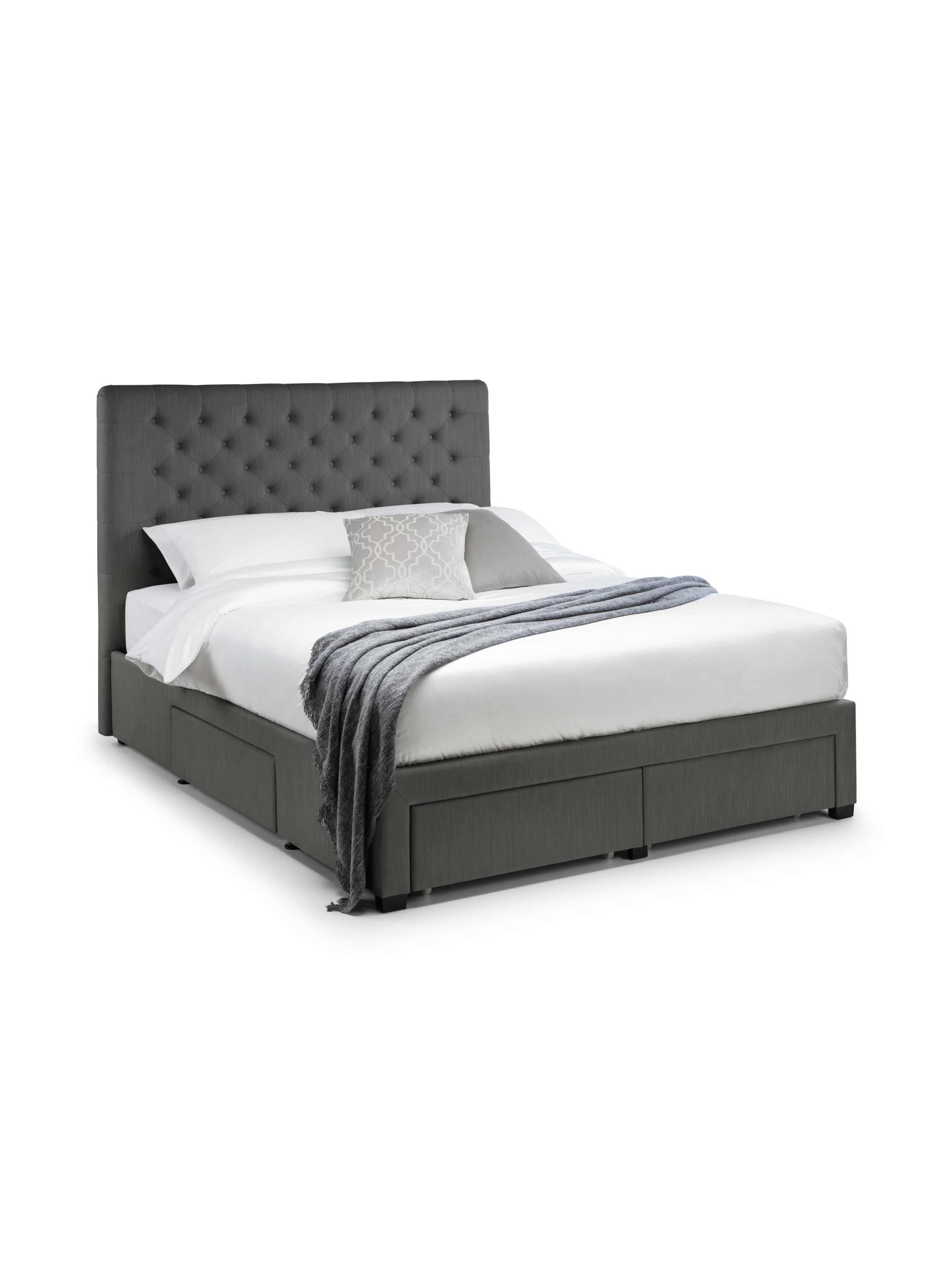 Wilton 4 Drawer Bed – Dark Grey Linen