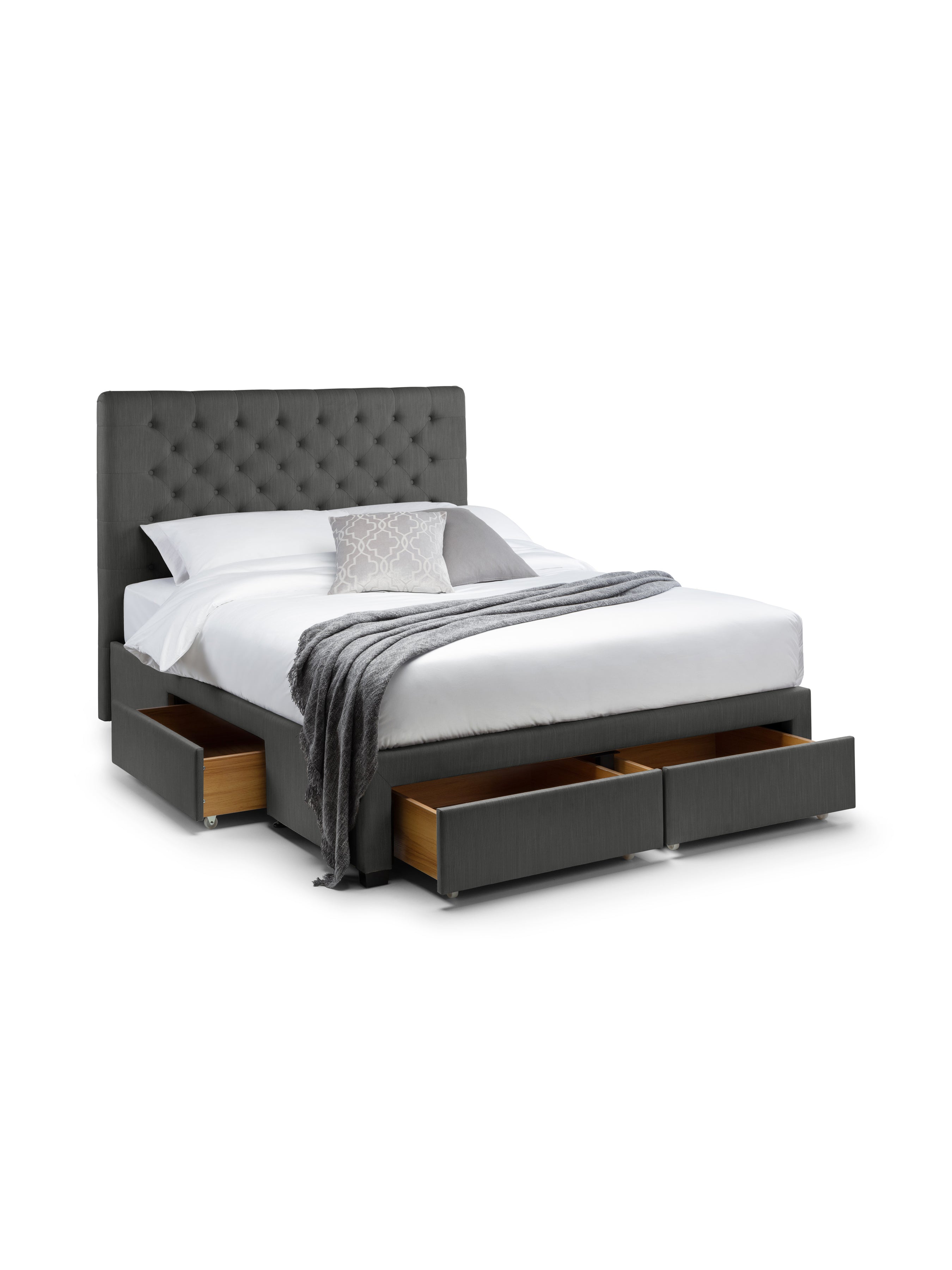 Wilton 4 Drawer Bed – Dark Grey Linen