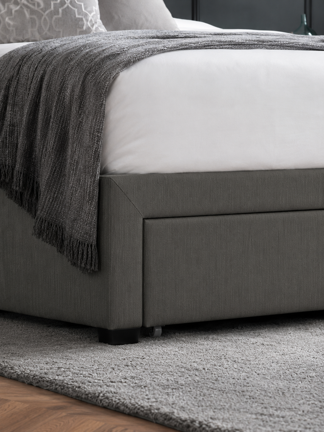 Wilton 4 Drawer Bed – Dark Grey Linen
