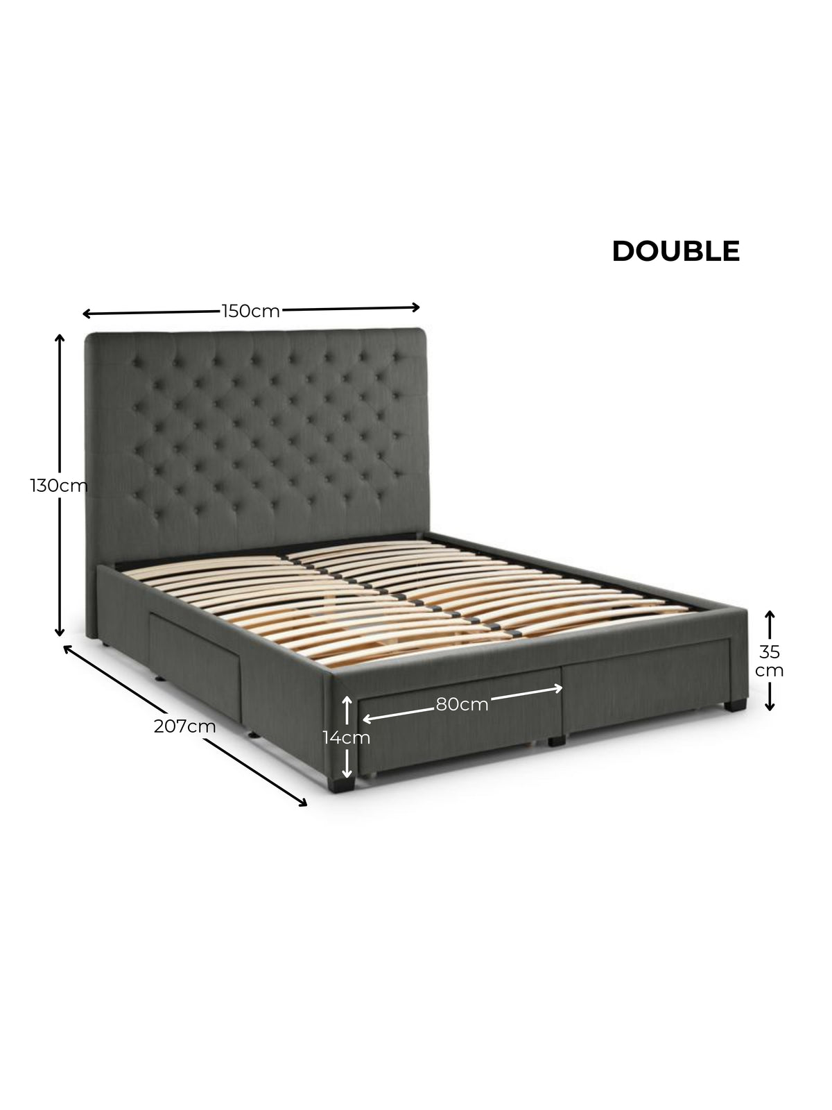 Wilton 4 Drawer Bed – Dark Grey Linen