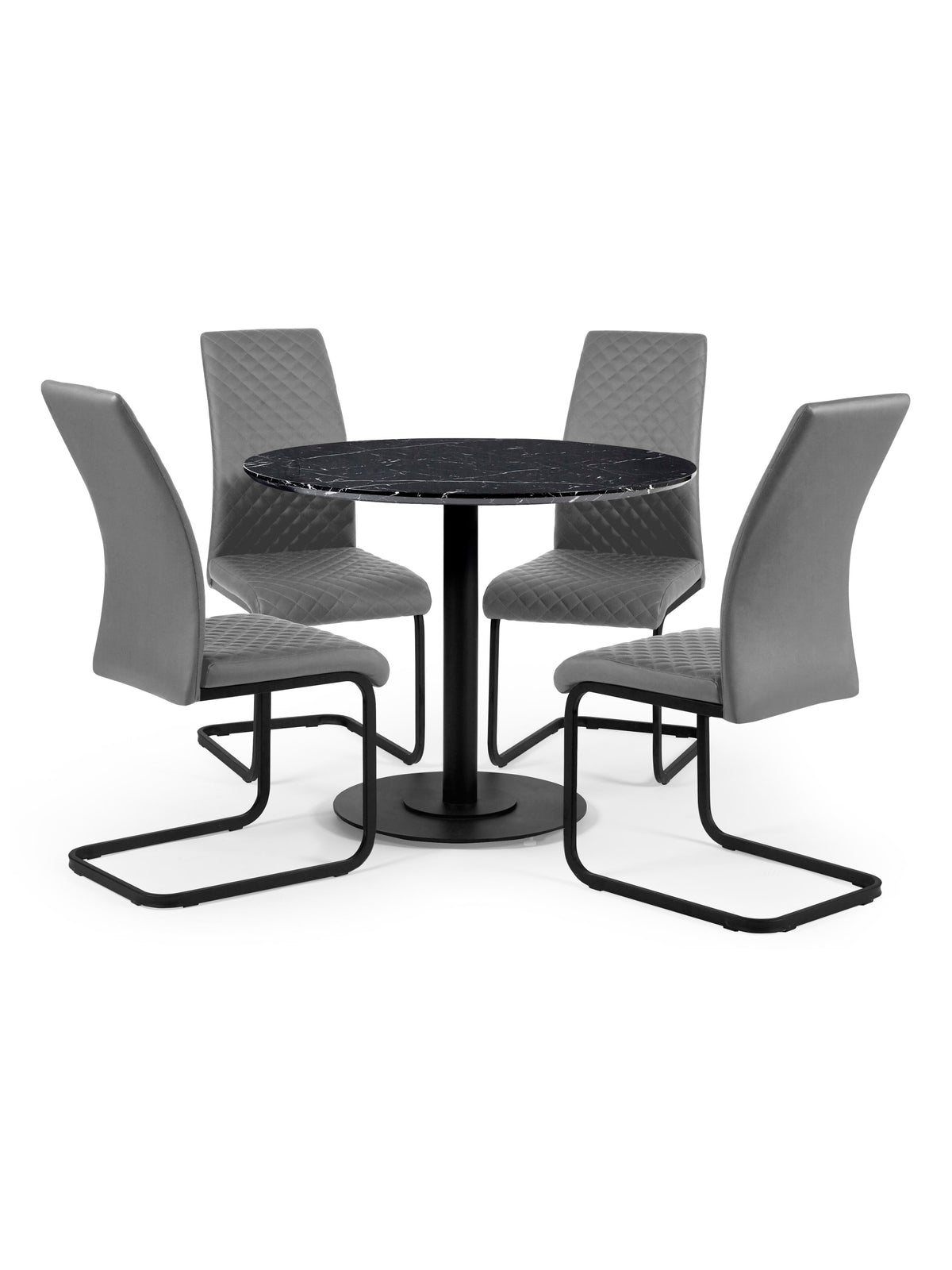 Xavier Grey Upholstered Cantilever Dining Chairs (Set of 4)