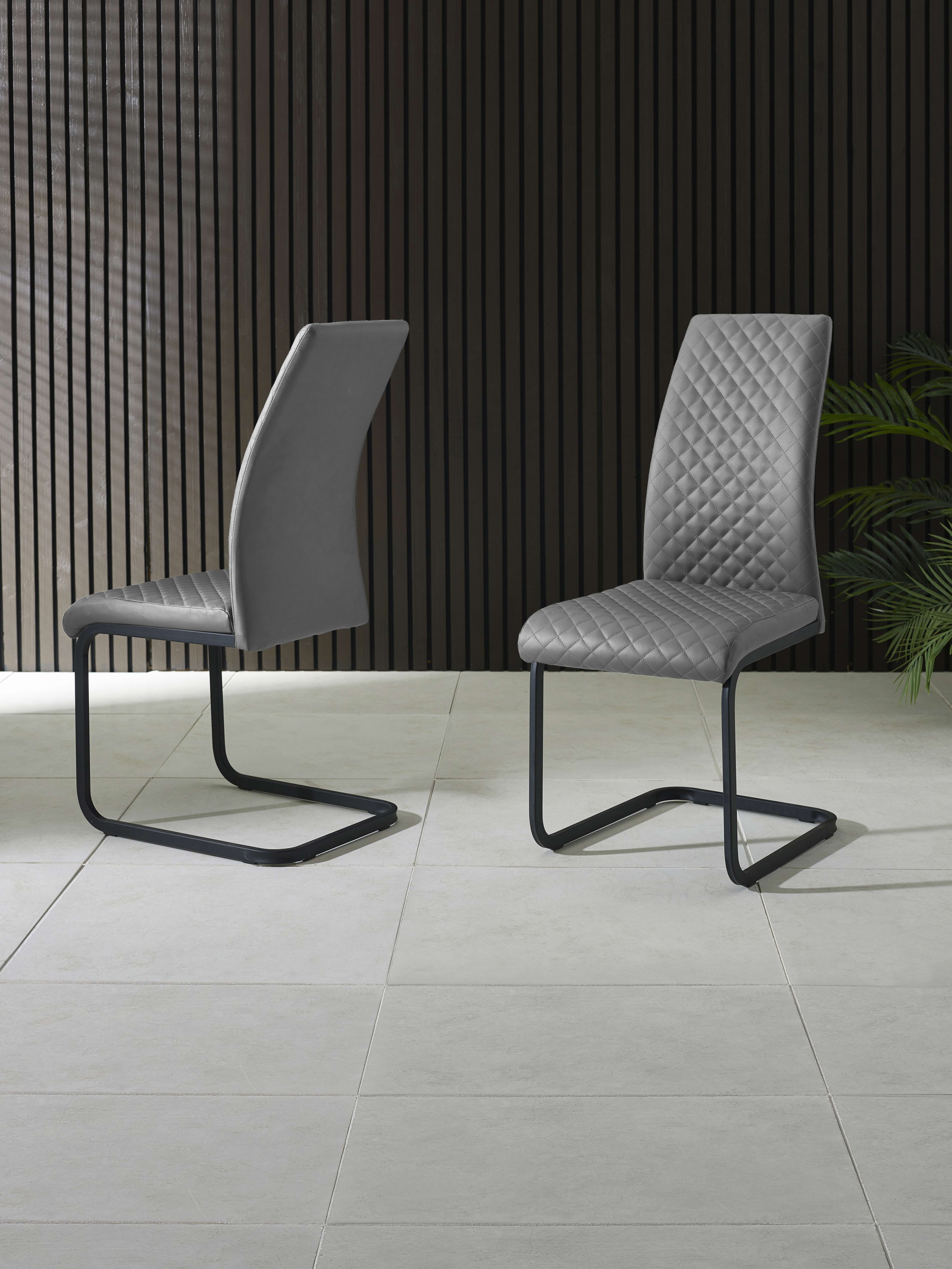 Xavier Grey Upholstered Cantilever Dining Chairs (Set of 4)