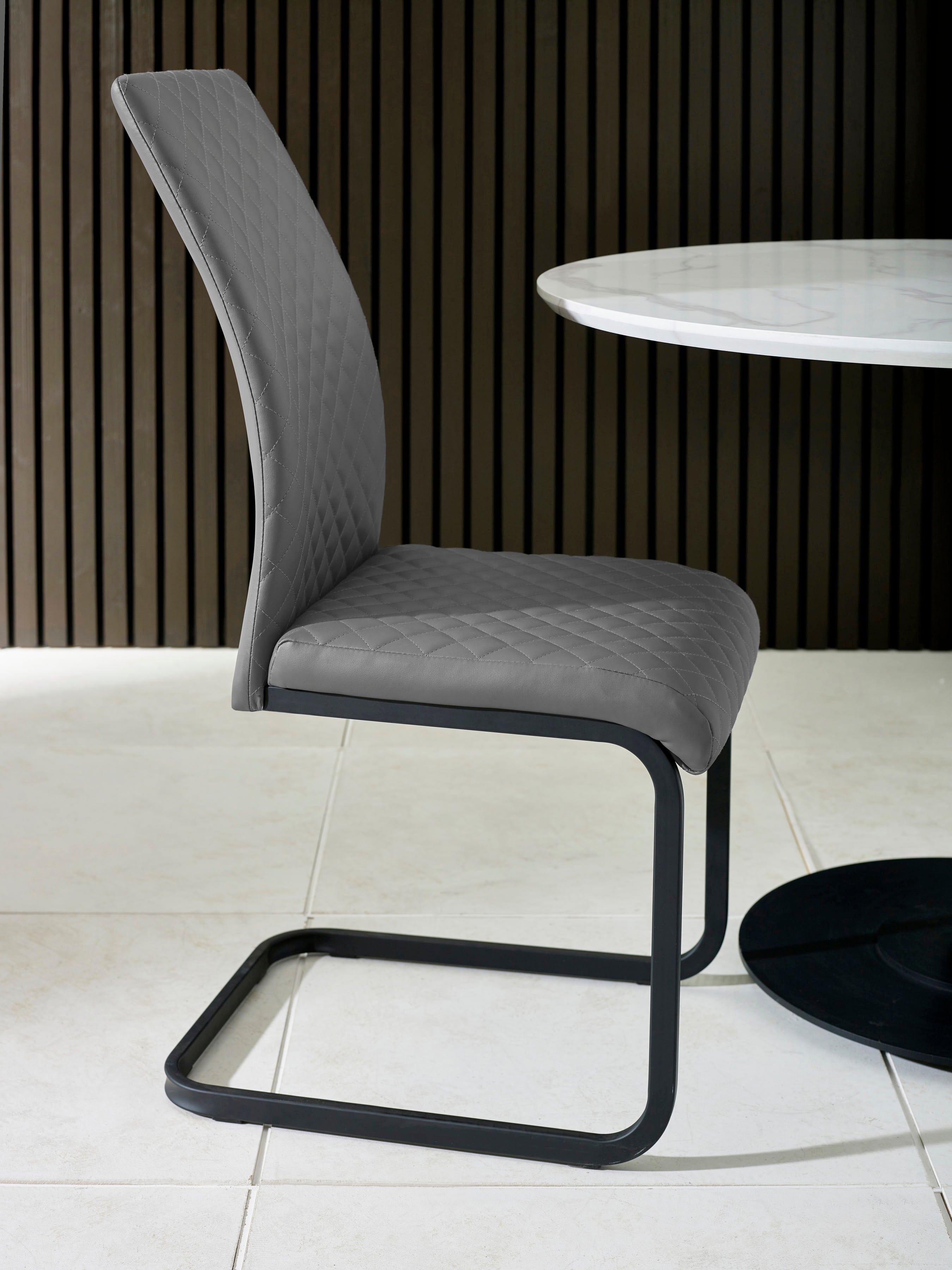 Xavier Grey Upholstered Cantilever Dining Chairs (Set of 4)
