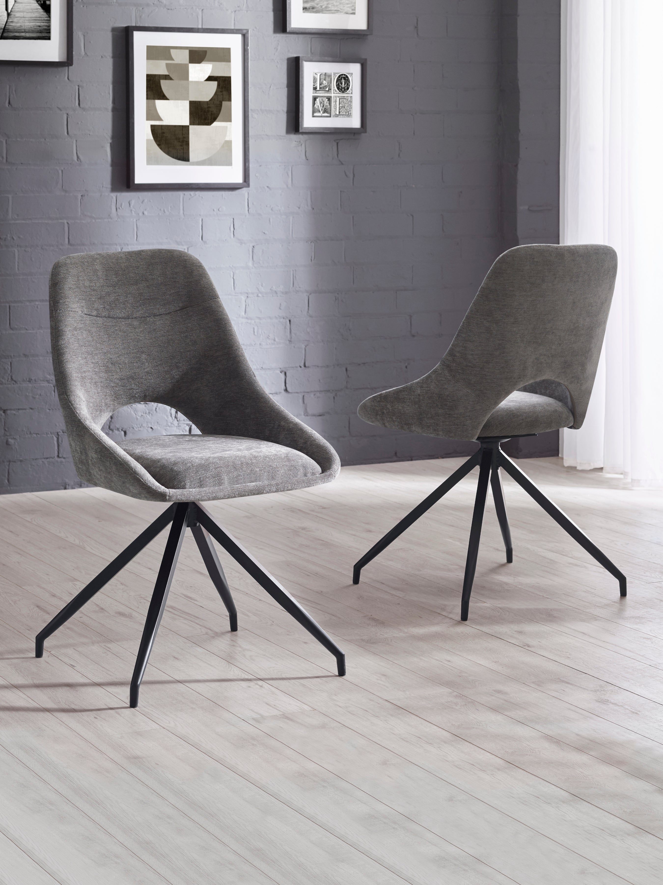 Jonah Grey Chenille Upholstered Dining Chairs (Set of 2) – Julian Bowen, view 11