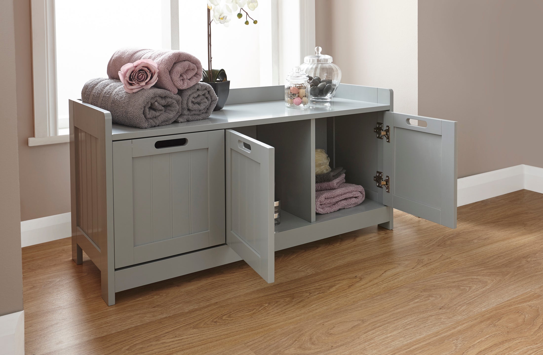 Colonial 3 Door Storage Unit – Grey