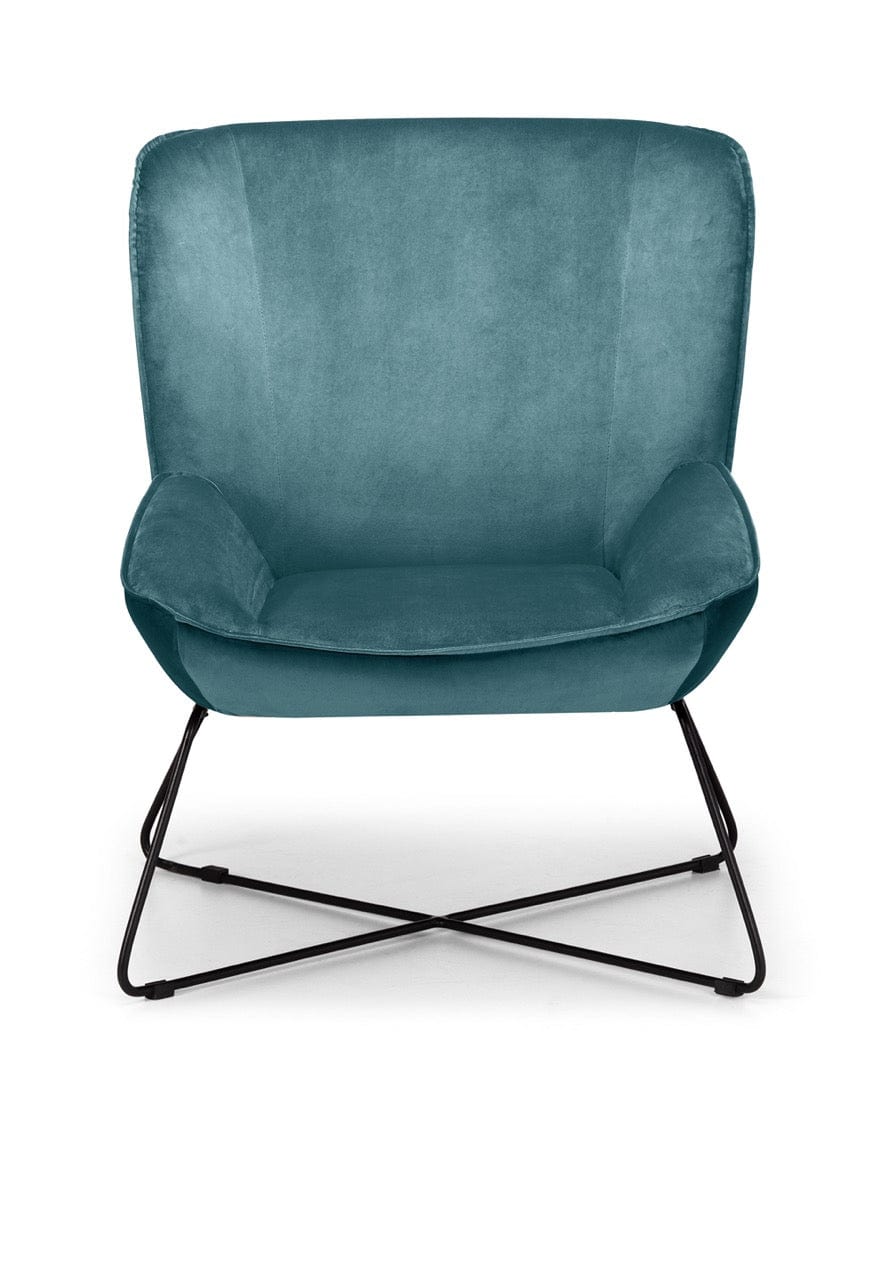 Julian Bowen Accent Chair Mila Velvet Accent Chair With Stool - Teal Bed Kings