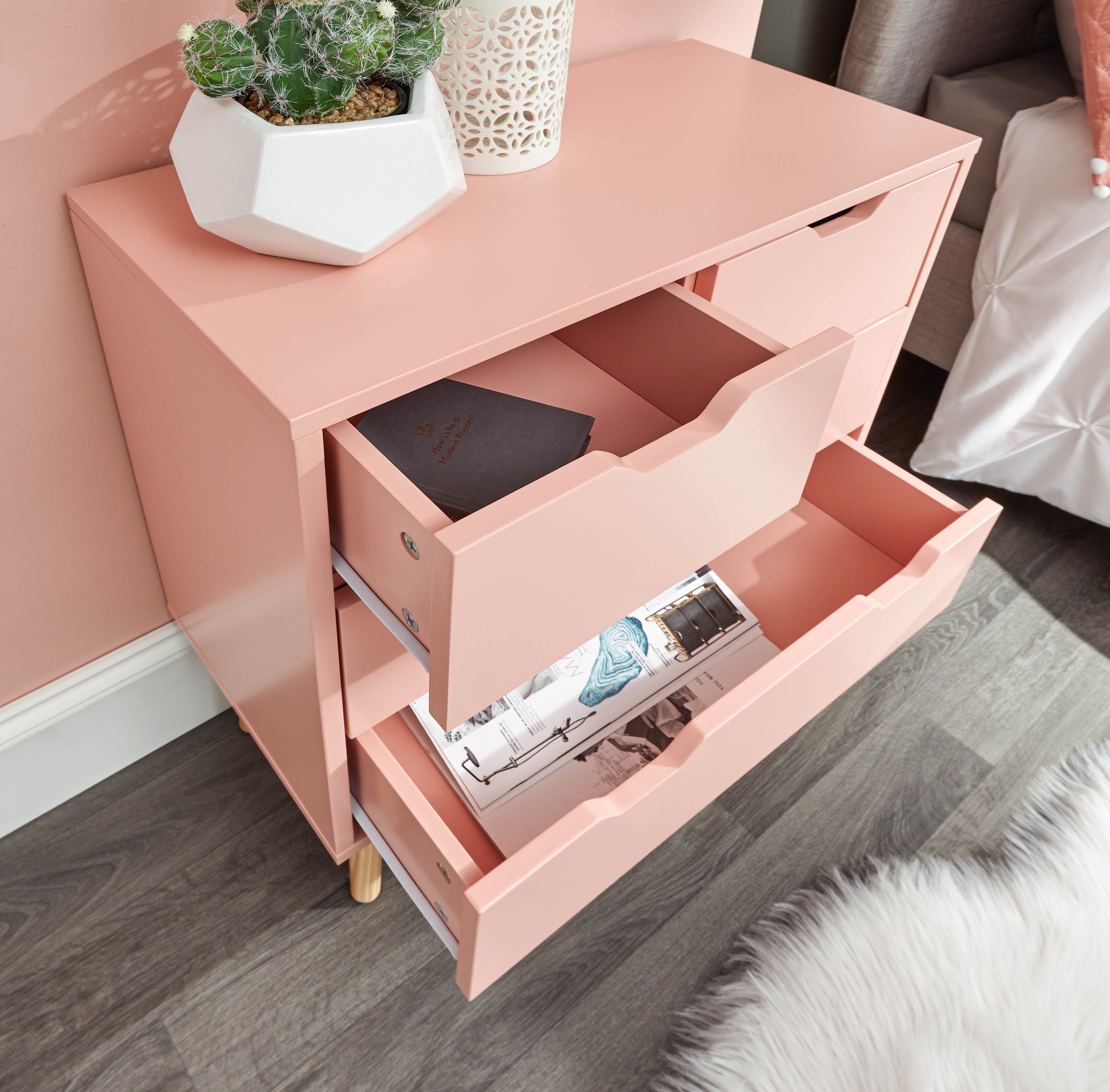 Nyborg 2+2 Drawer Chest – Coral Pink