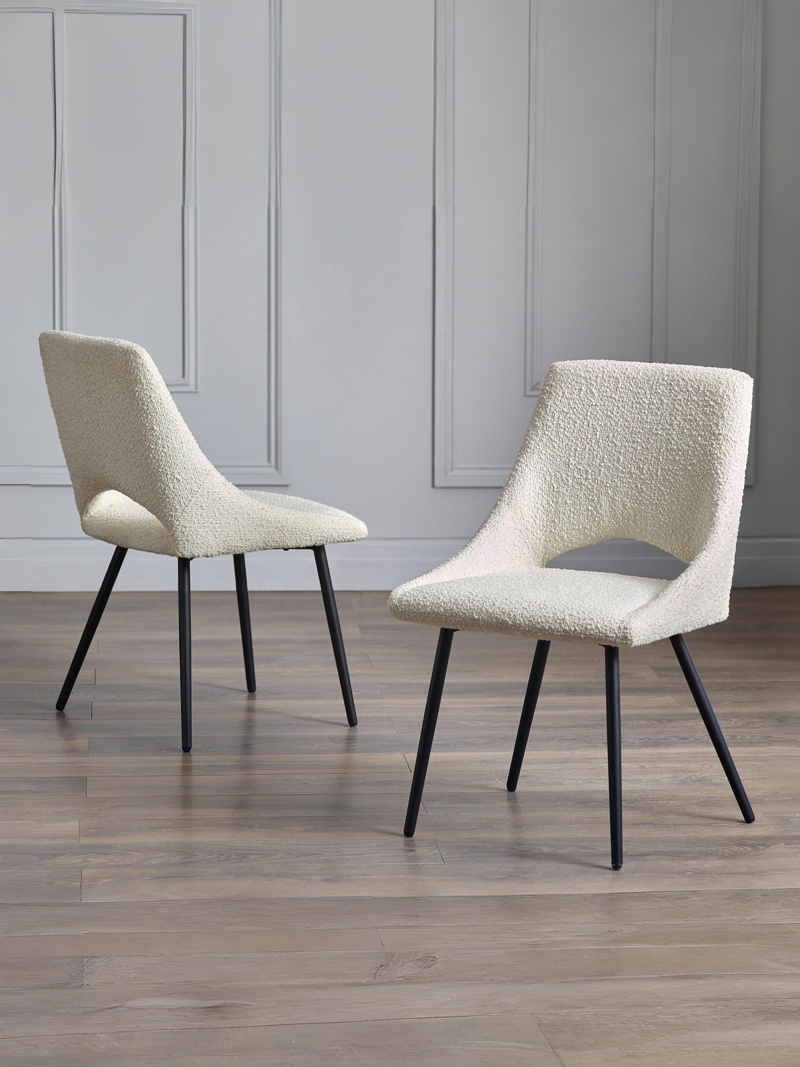 Iris Boucle Dining Chairs - Ivory (Set of 2) – Julian Bowen, view 2