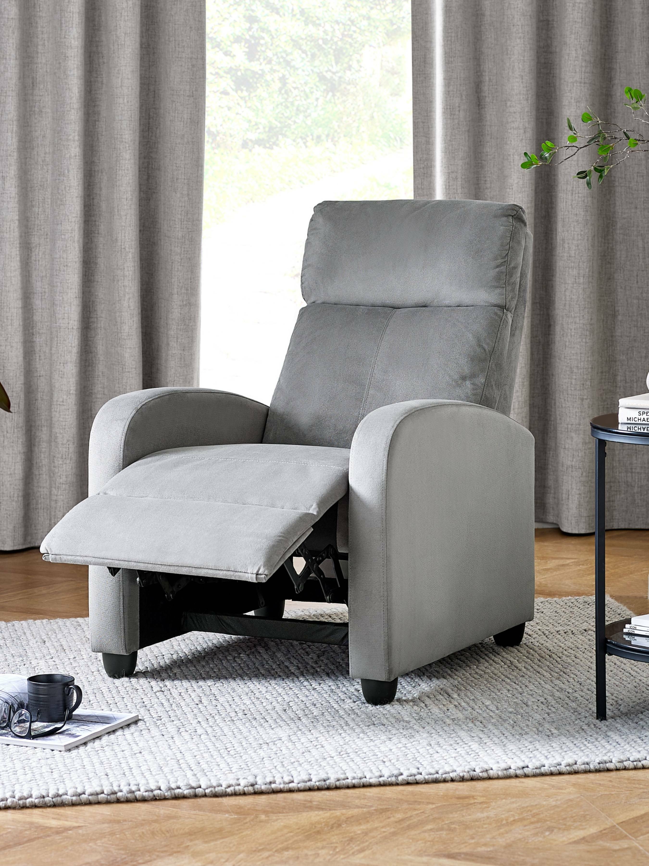 Vivo Grey Chenille Reclining Arm Chair – Julian Bowen, view 2