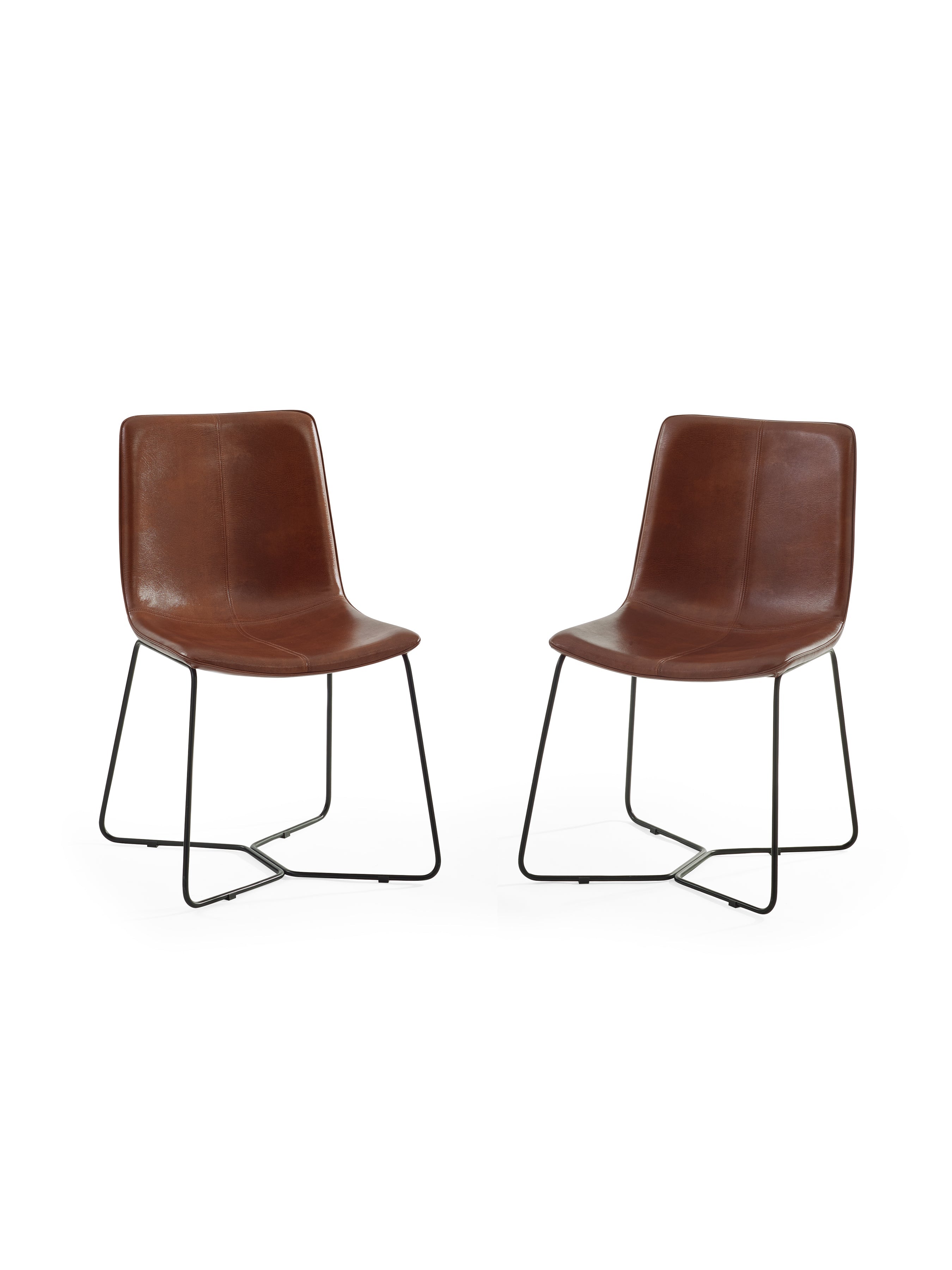 Joren Tan Brown PU Leather Dining Chairs (Set of 2) – Julian Bowen