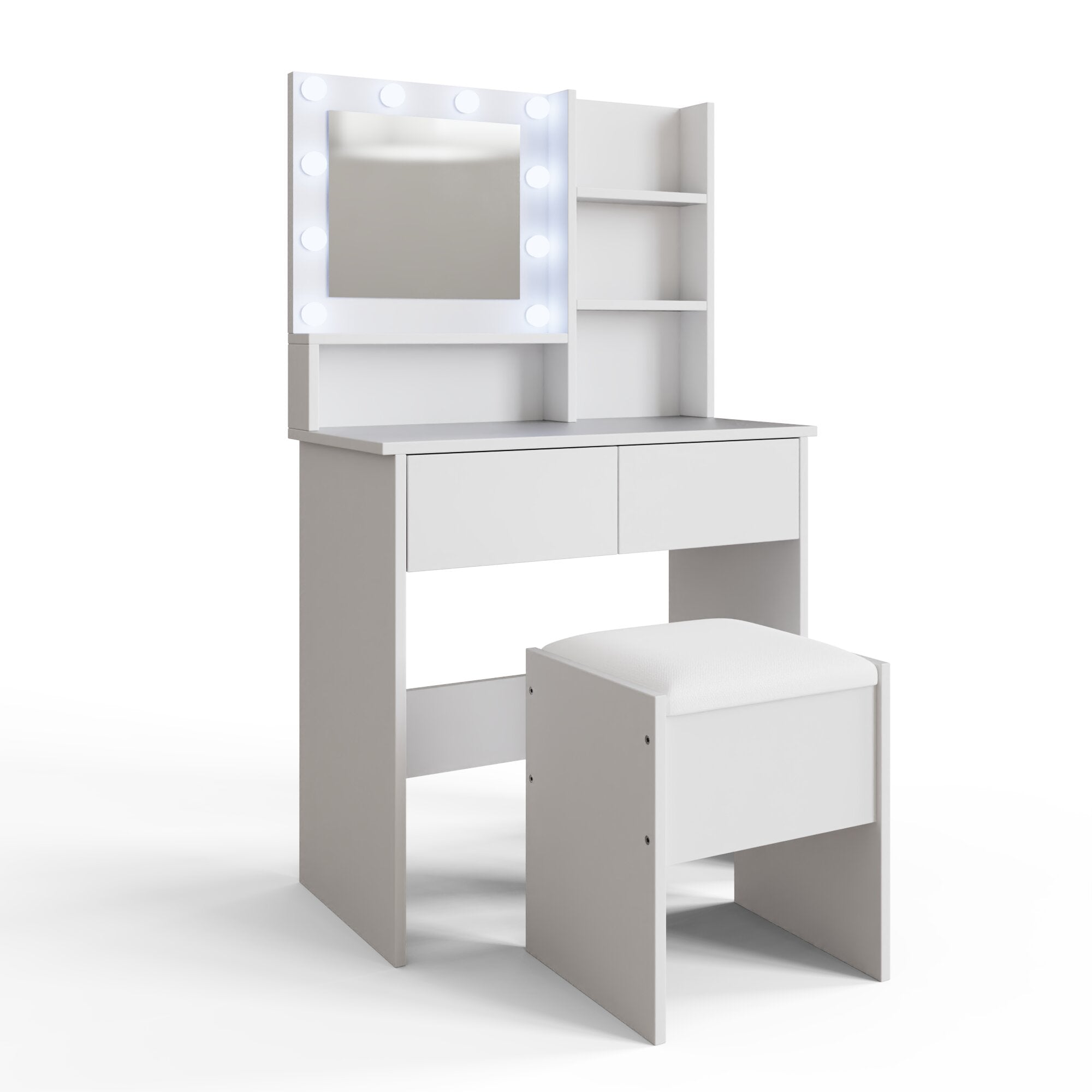 Eva Dressing Table With Stool White – GFW