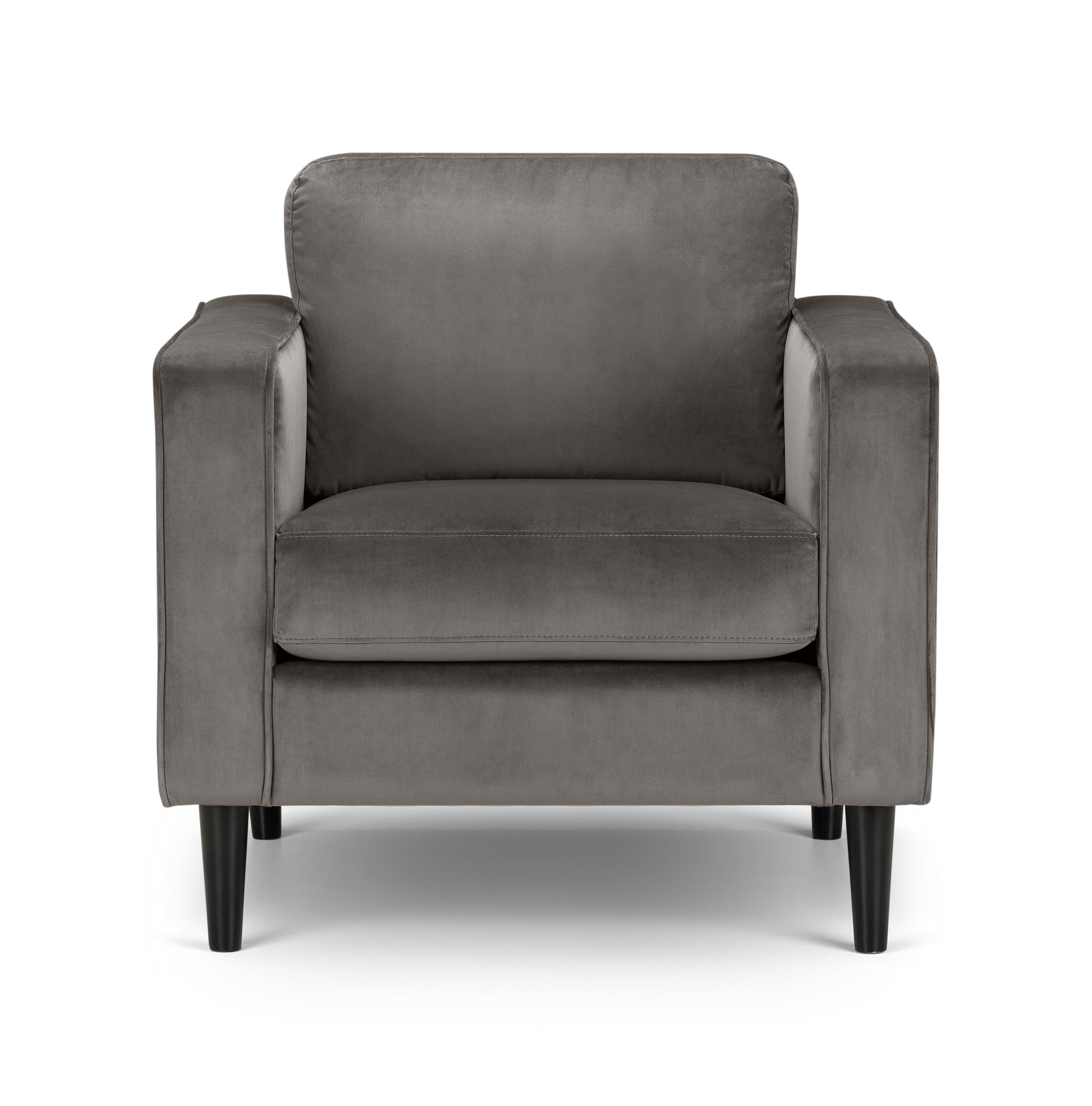 Hayward Velvet Armchair - Grey – Julian Bowen, view 2