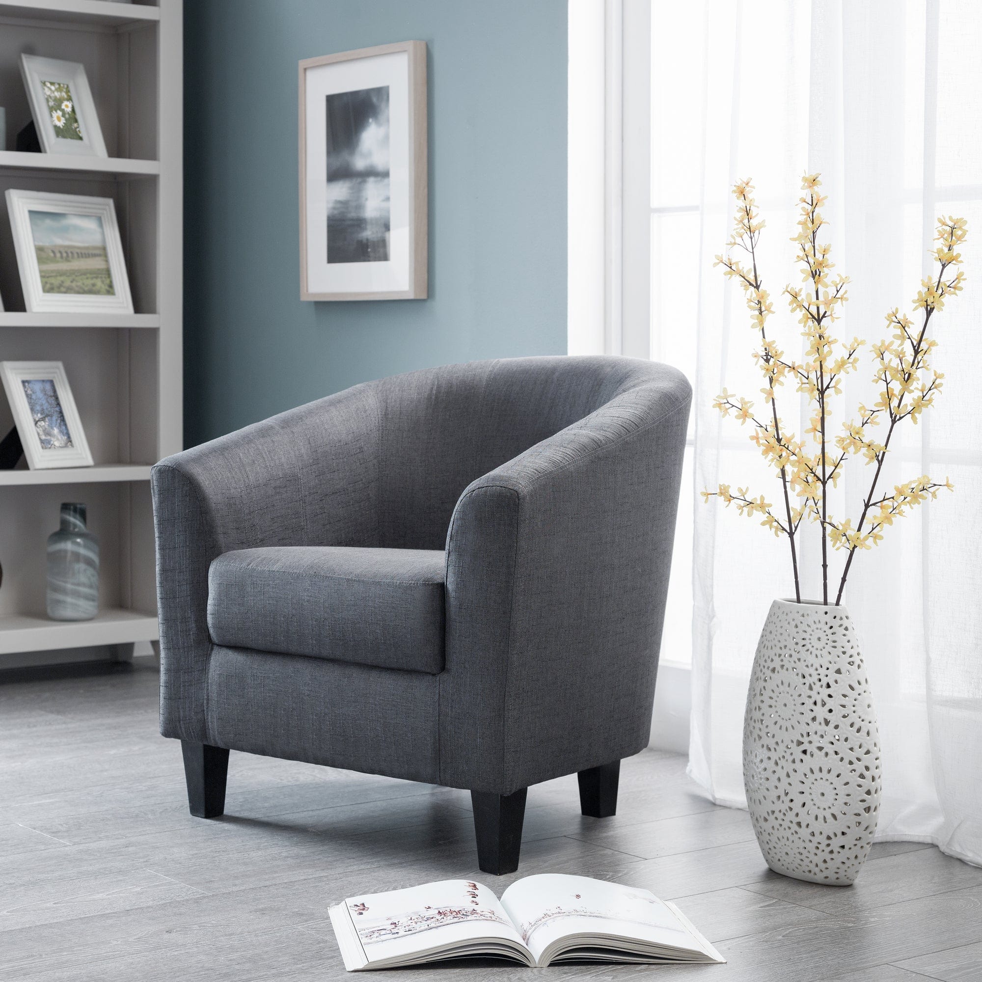 Hugo Tub Chair - Slate Grey – Julian Bowen, view 2
