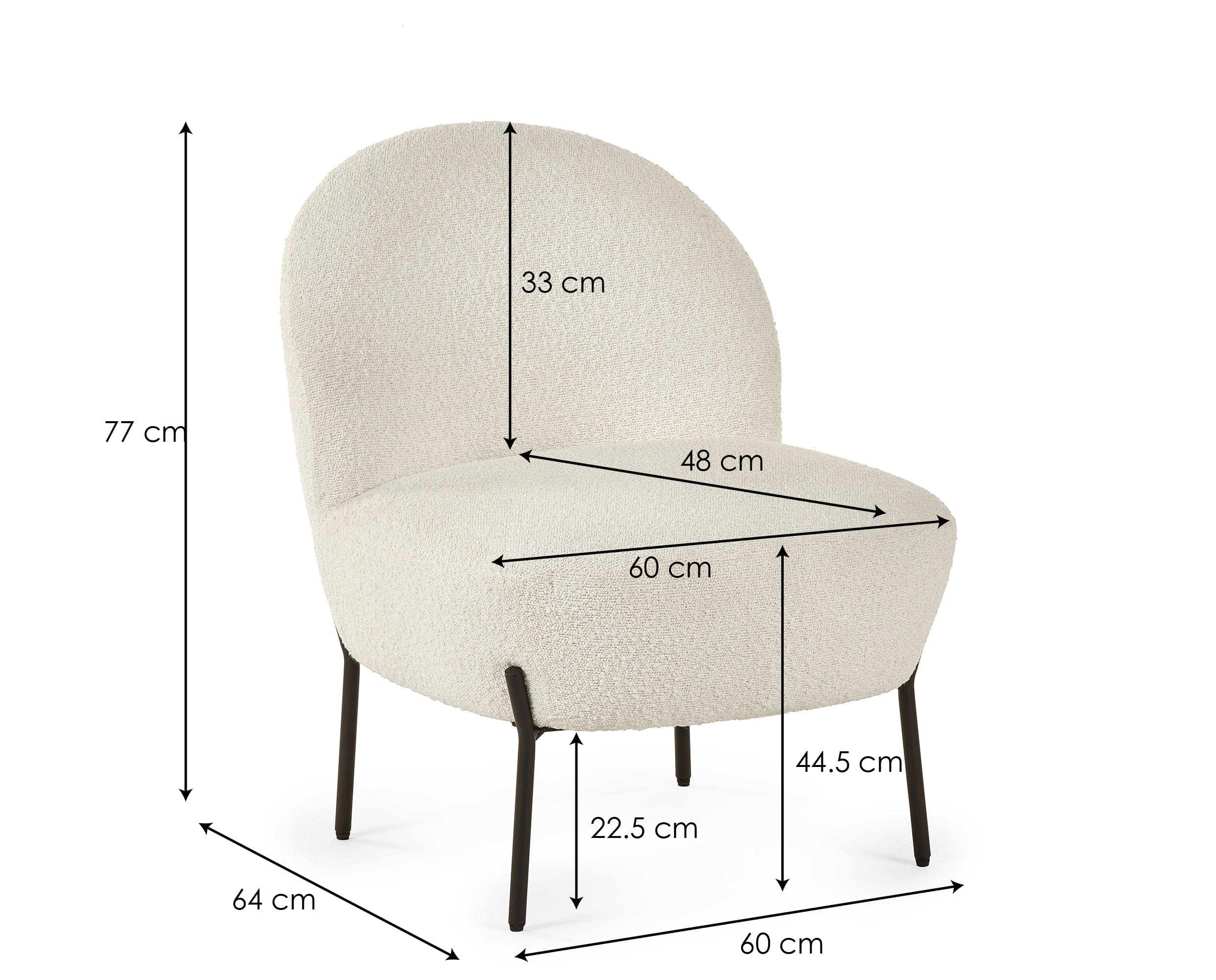 Lulu Boucle Accent Chair - Ivory – Julian Bowen, view 4