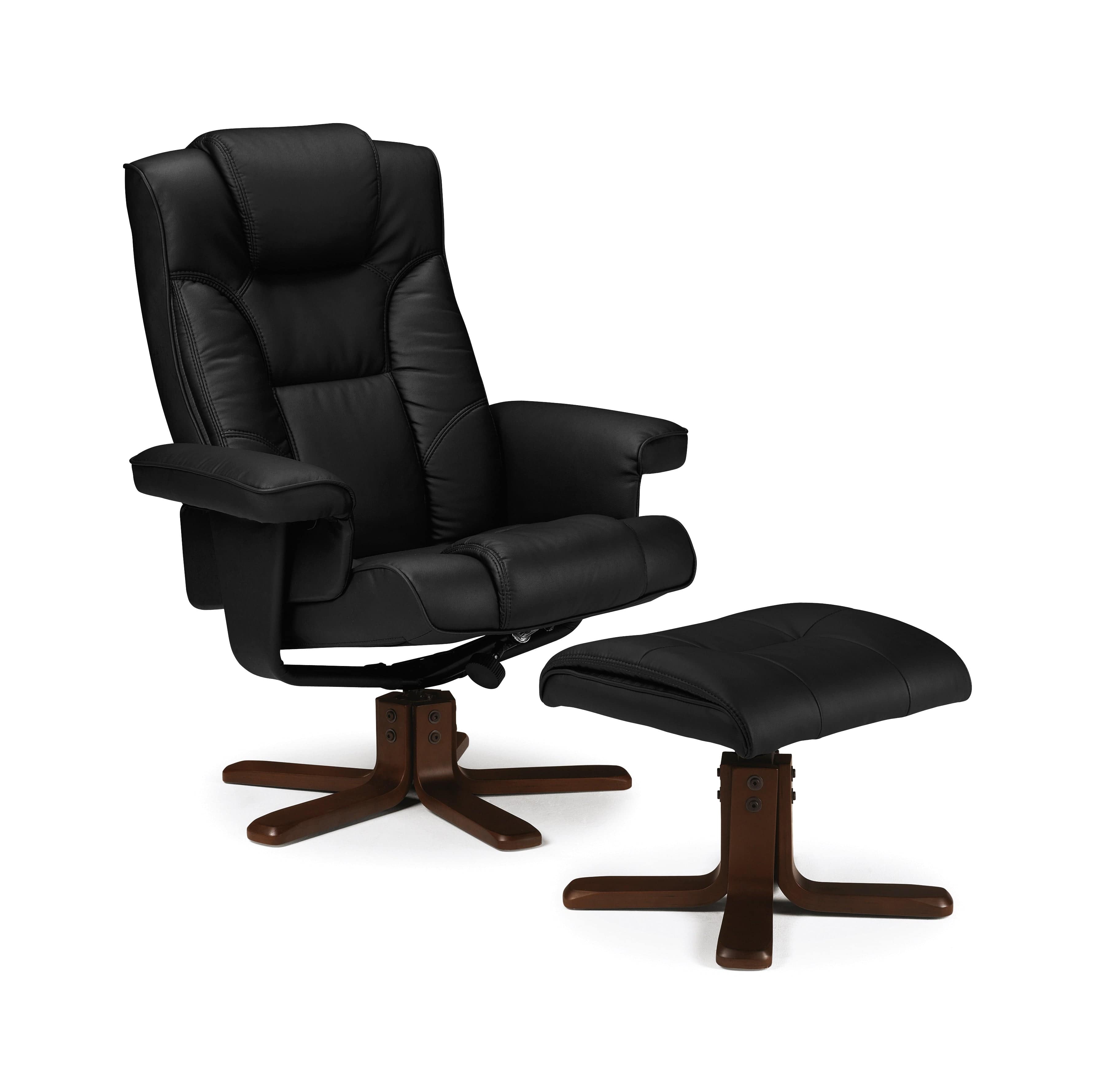 Malmo Swivel Recliner & Stool Black – Julian Bowen
