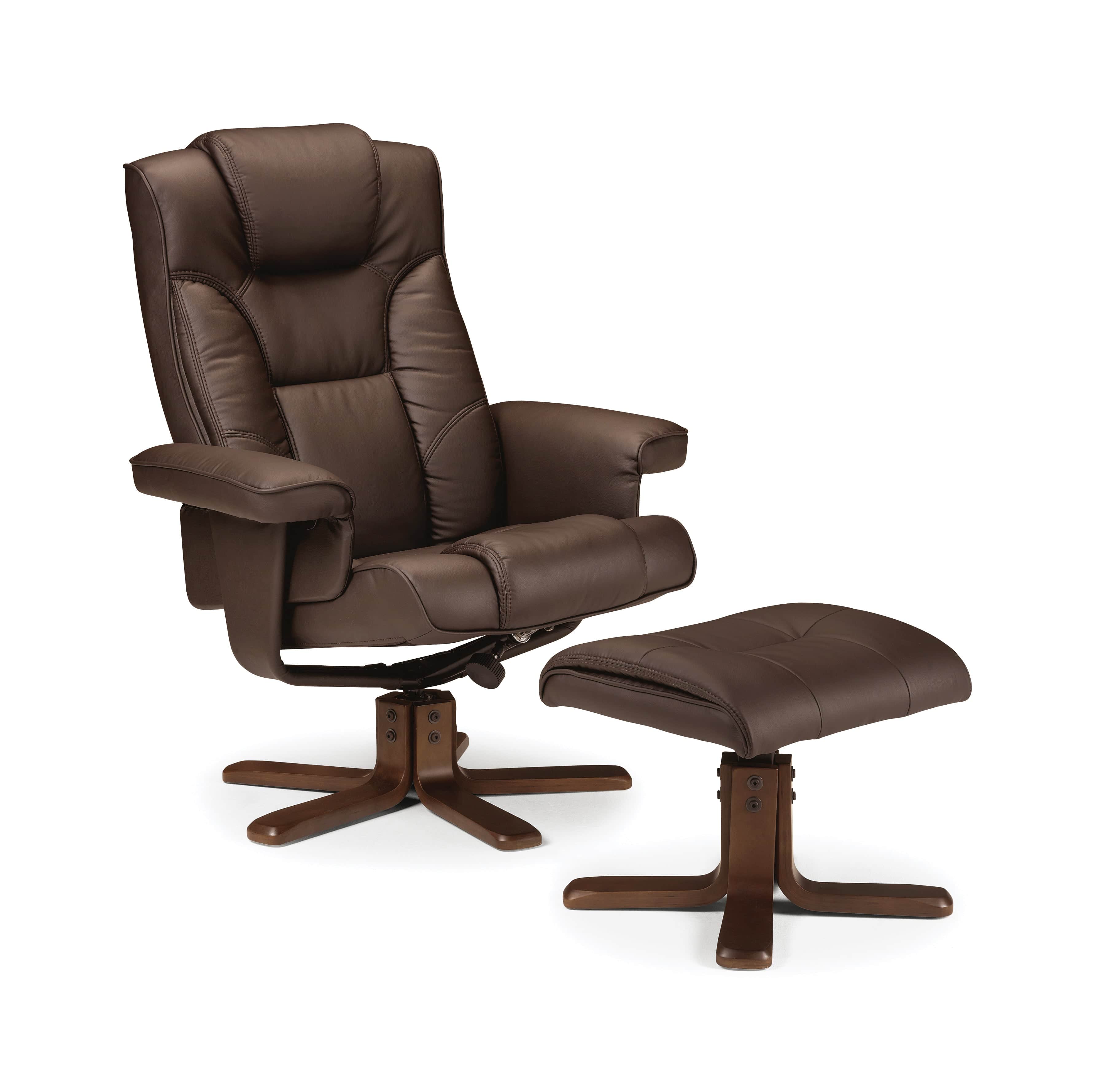 Malmo Swivel Recliner & Stool Brown – Julian Bowen