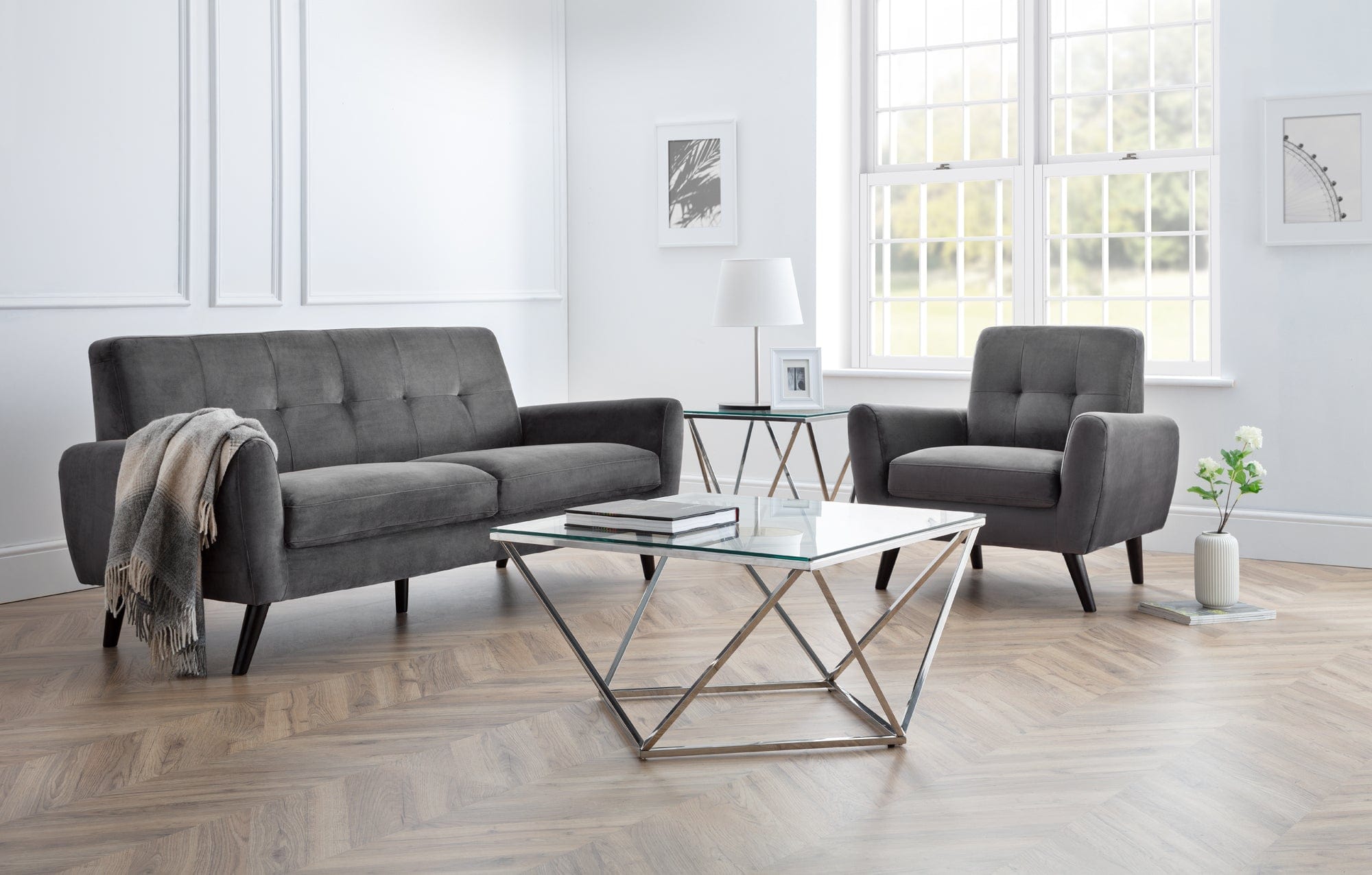 Monza Chair In Dark Grey Velvet – Julian Bowen, view 3