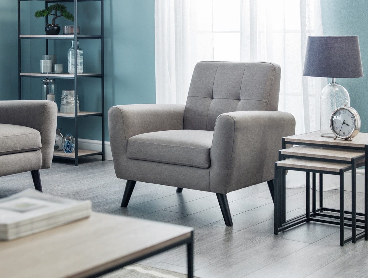 Monza Compact Retro Chair - Grey – Julian Bowen, view 2