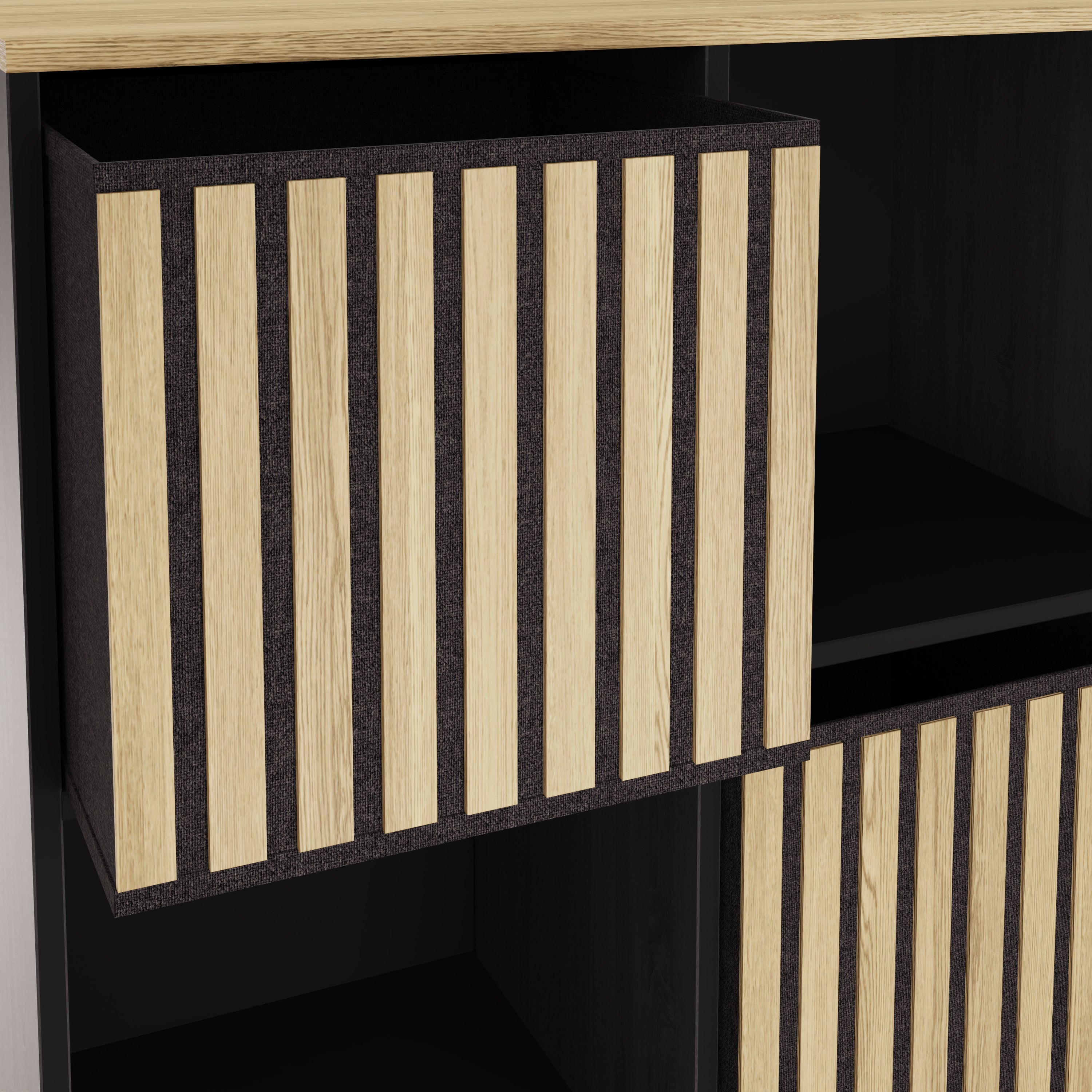 Kube 2X2 Storage Kube Black/Medium Oak – GFW, view 5