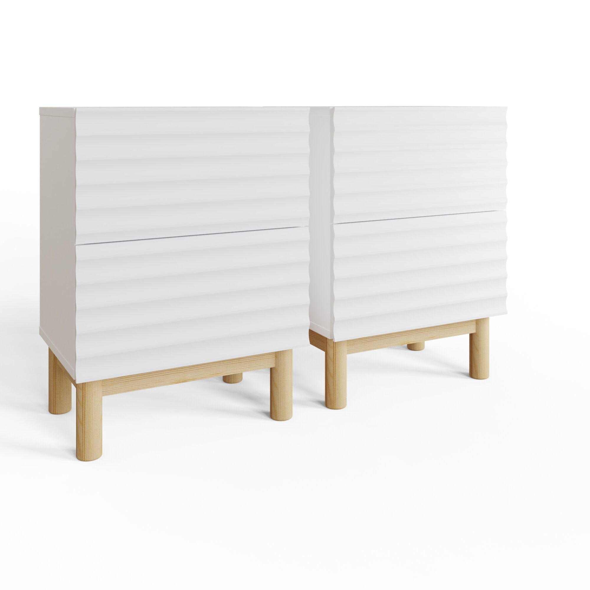 Karla Ribbed 2 Drawer Bedside Pair – White