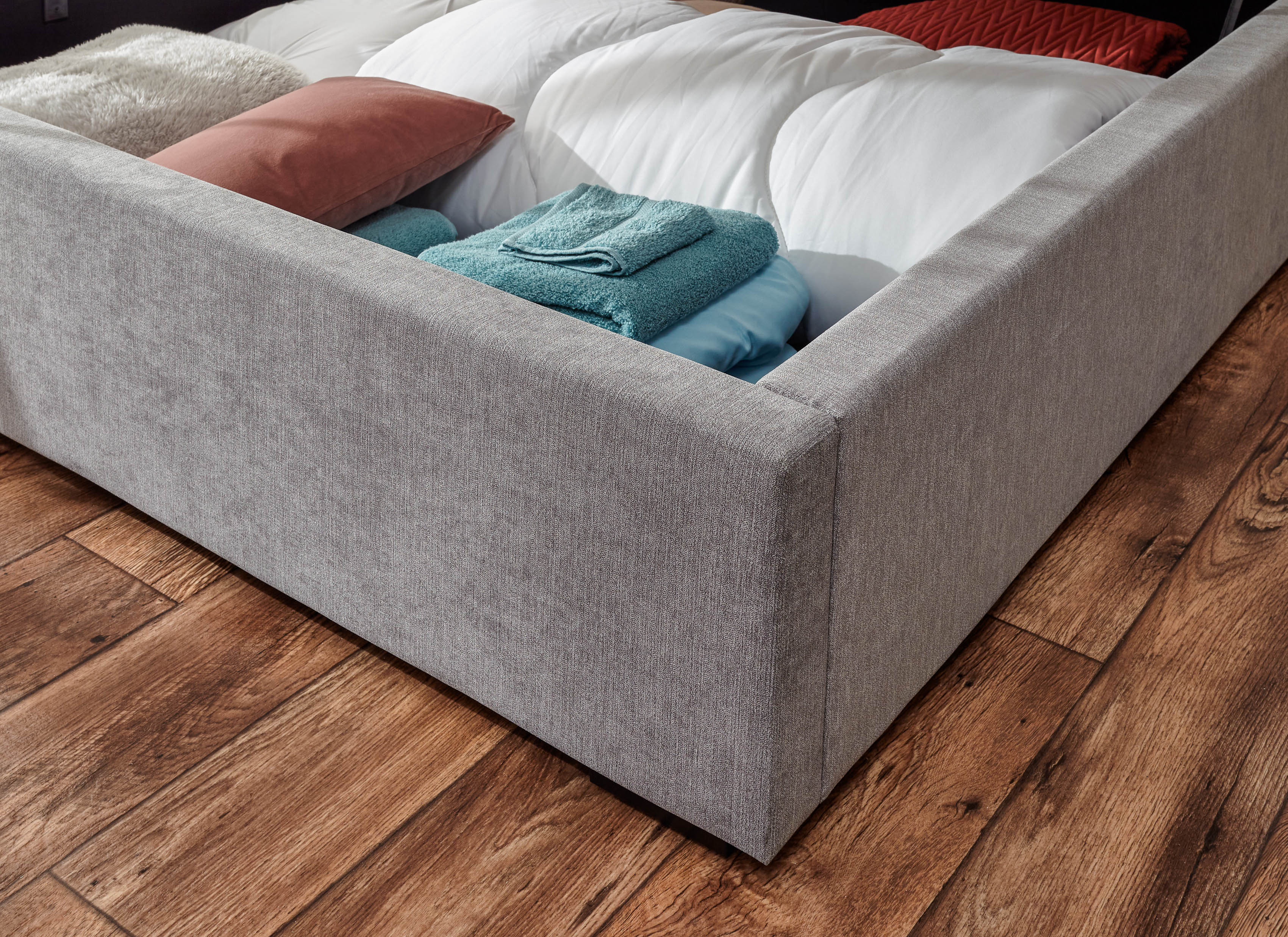 Dakota Ottoman Bed With Solid Base Platinum – GFW, view 8