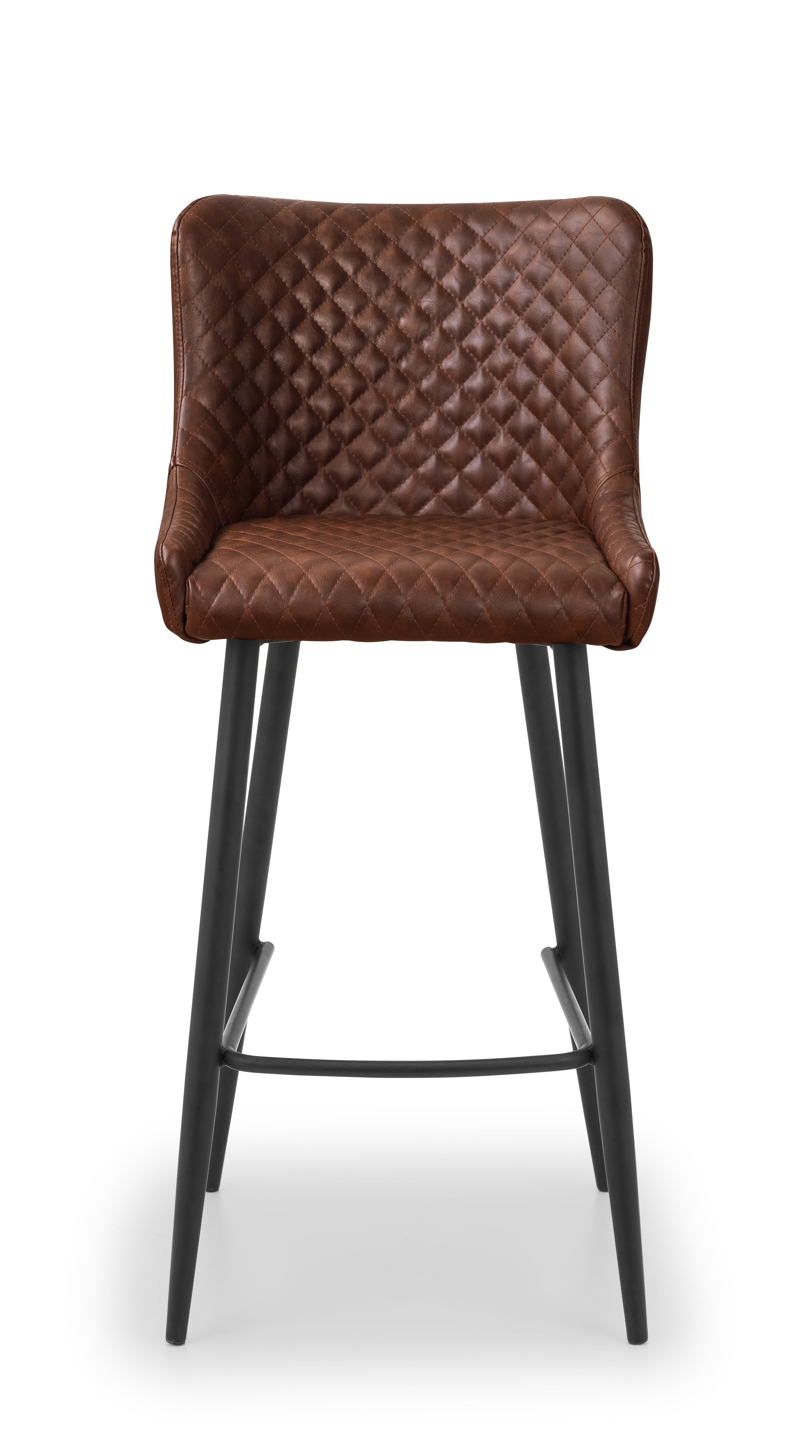 Luxe Faux Leather Barstool - Brown – Julian Bowen, view 2