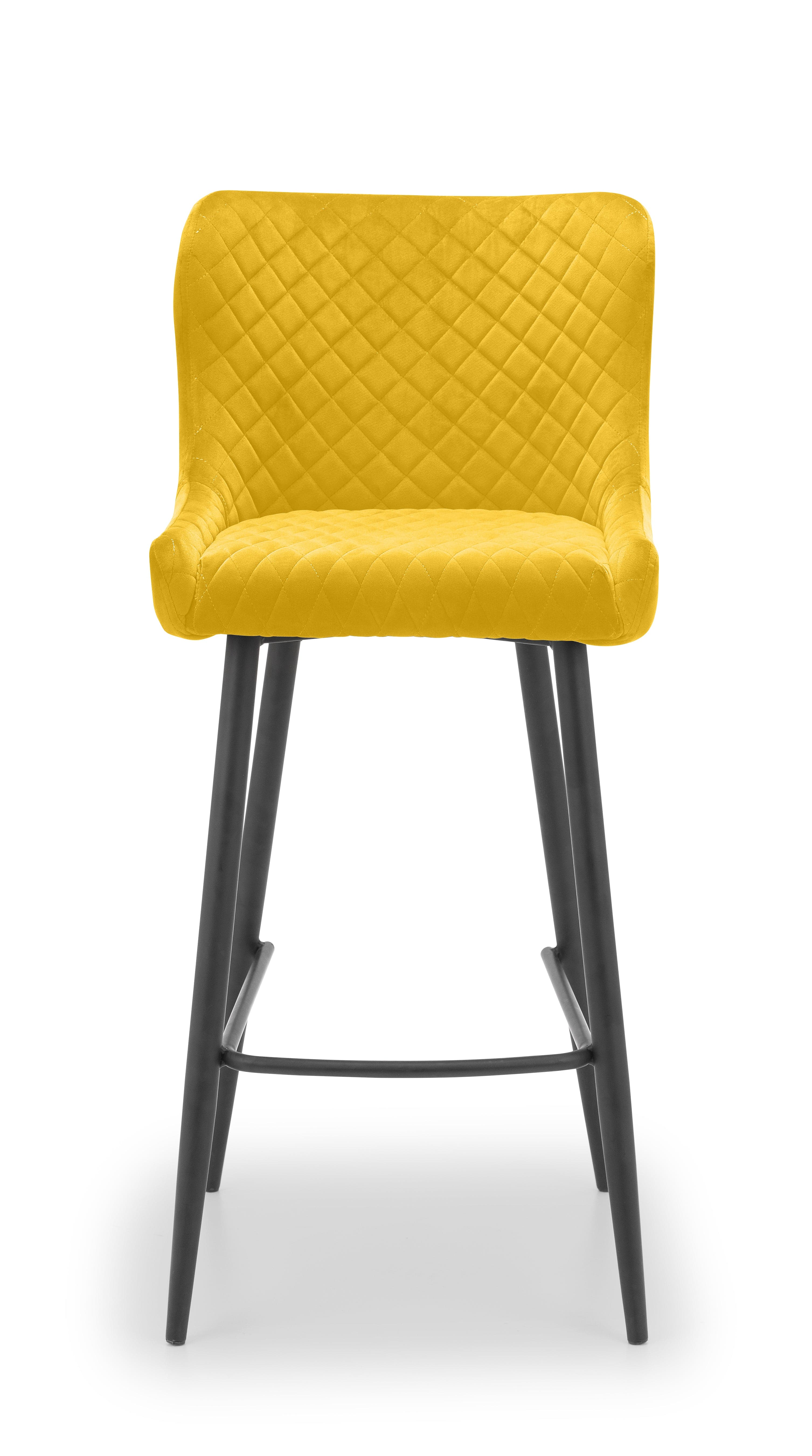 Luxe Velvet Bar Stool - Mustard – Julian Bowen, view 2