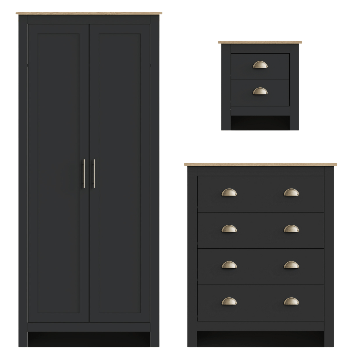 Lancaster 3 Piece Bedroom Set Black – GFW