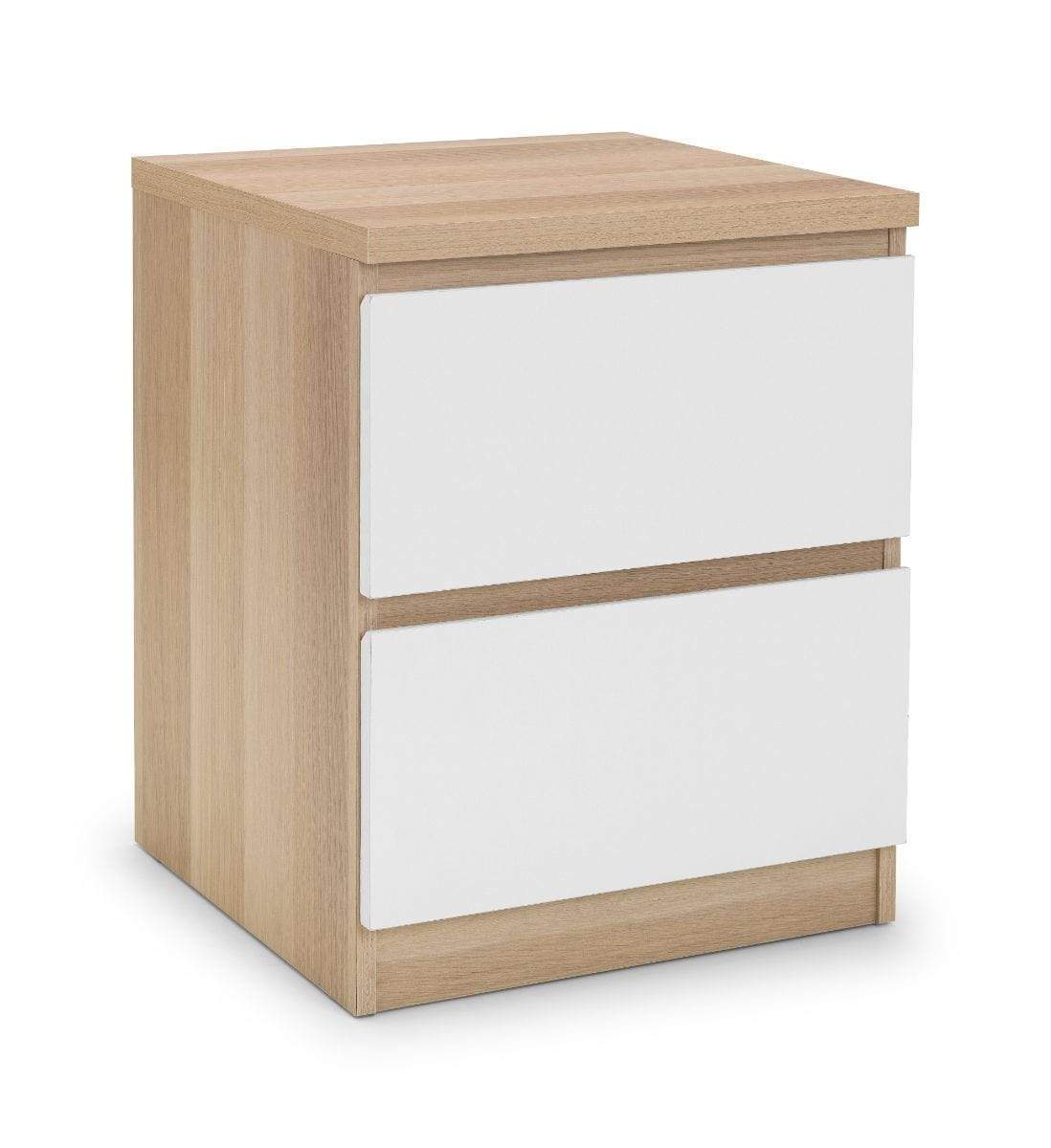 Julian Bowen Bedside Cabinet Jupiter 2 Drawer Bedside White & Oak Bed Kings