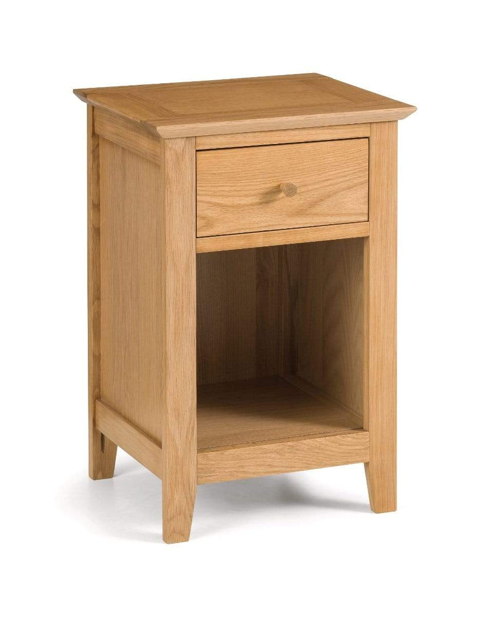 Julian Bowen Bedside Cabinets Salerno Shaker Oak 1 Drawer Bedside Bed Kings