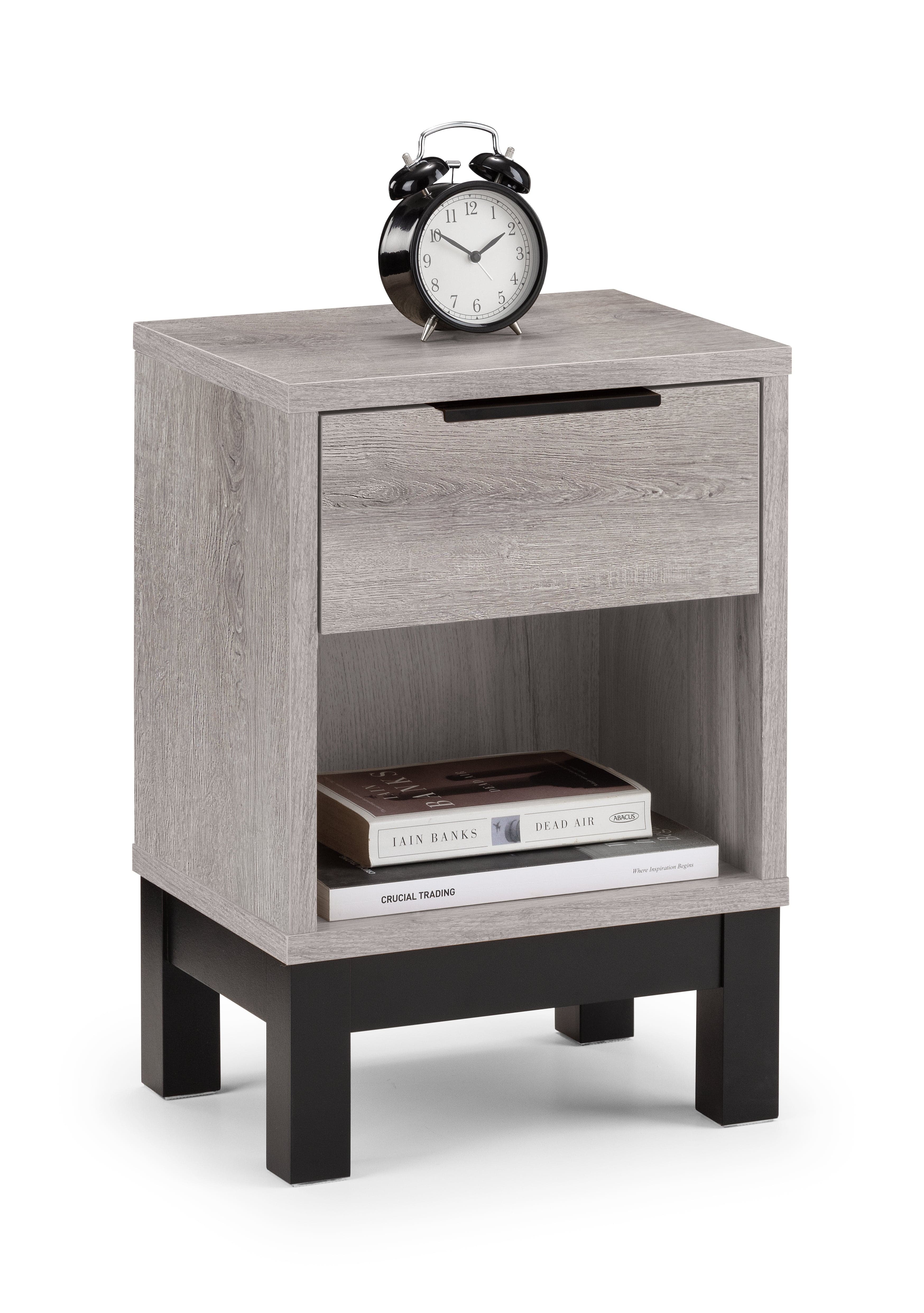 Bali 1 Drawer Bedside - Grey Oak – Julian Bowen, view 2