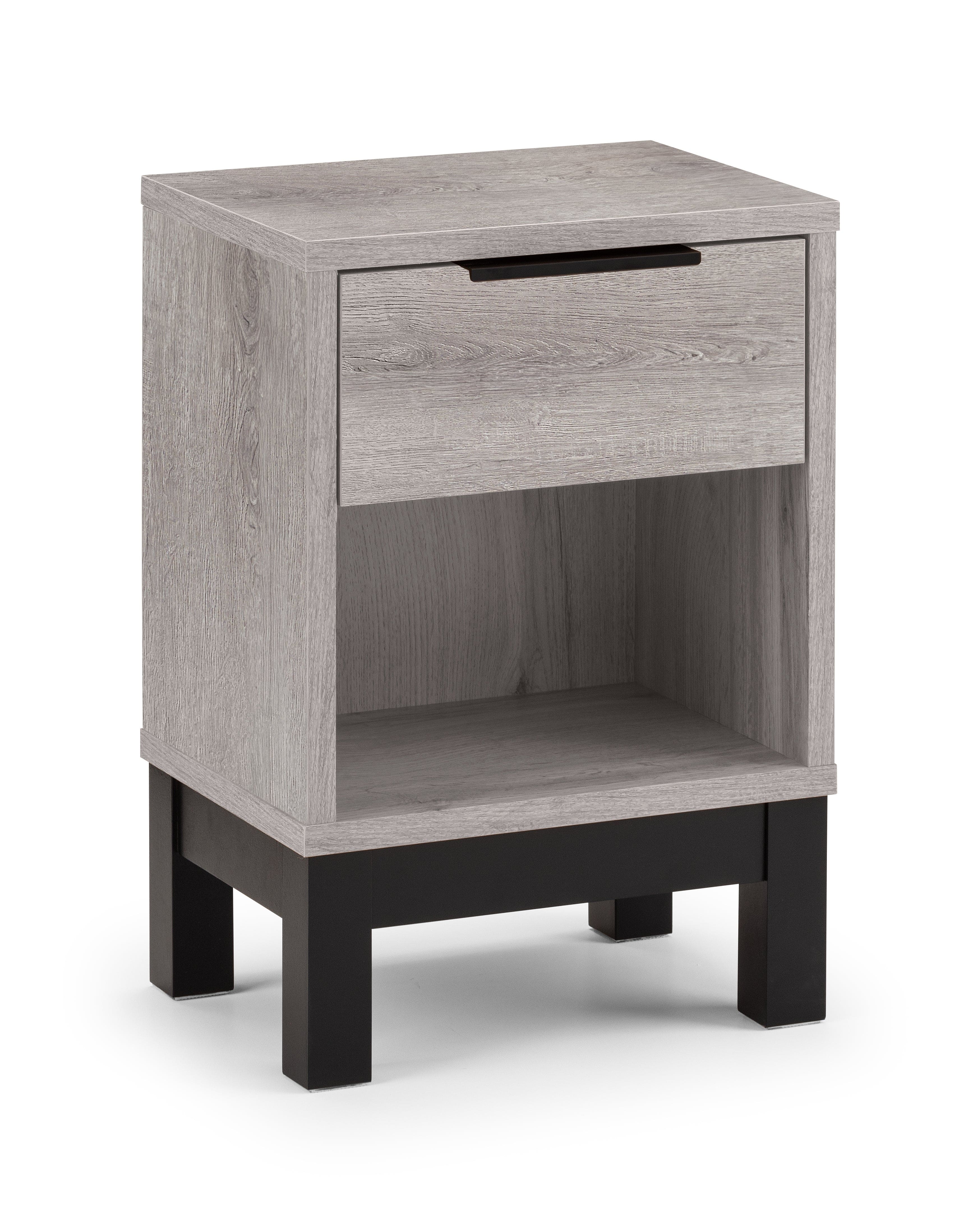 Bali 1 Drawer Bedside - Grey Oak – Julian Bowen