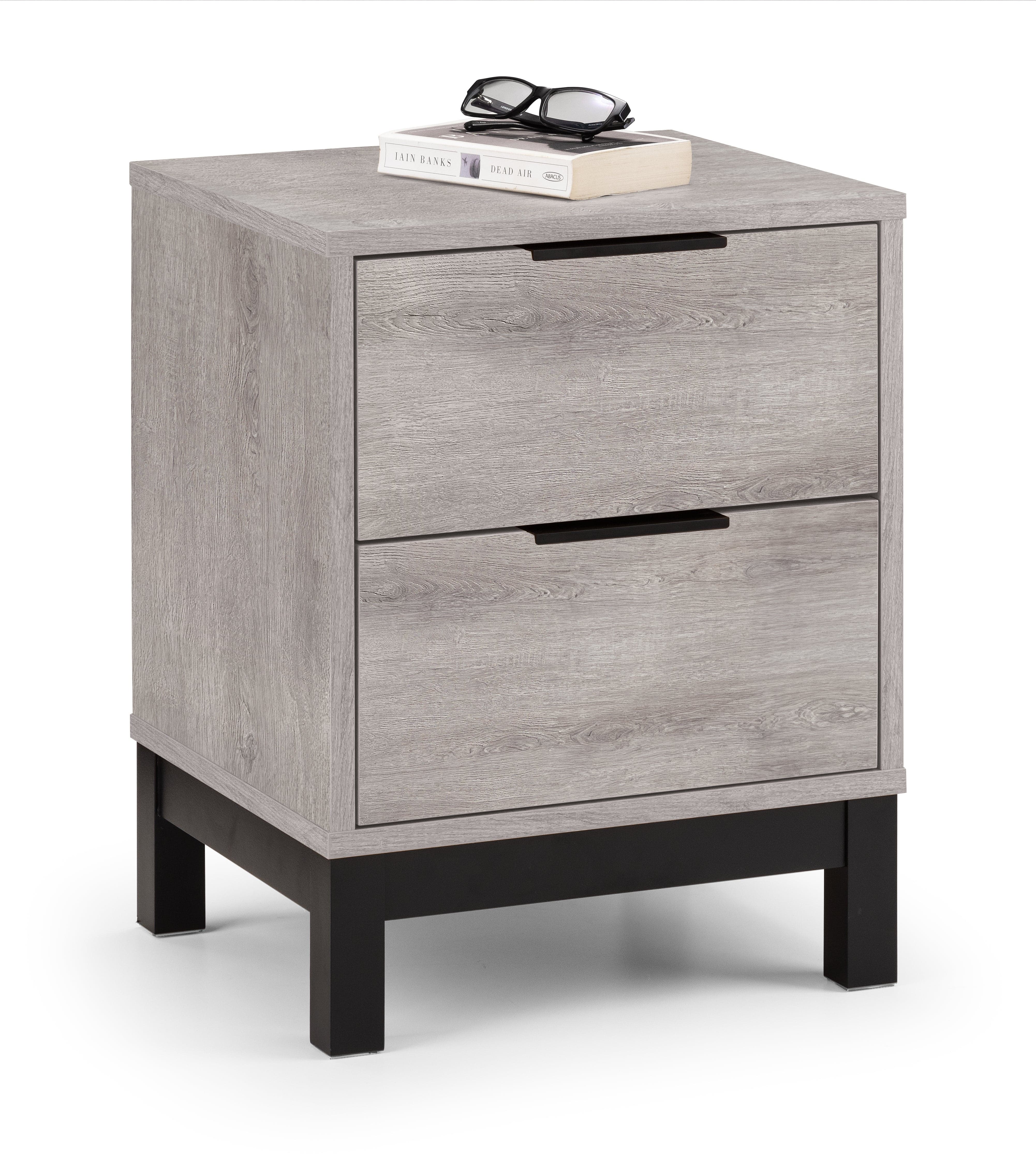 Bali 2 Drawer Bedside - Grey Oak – Julian Bowen, view 2
