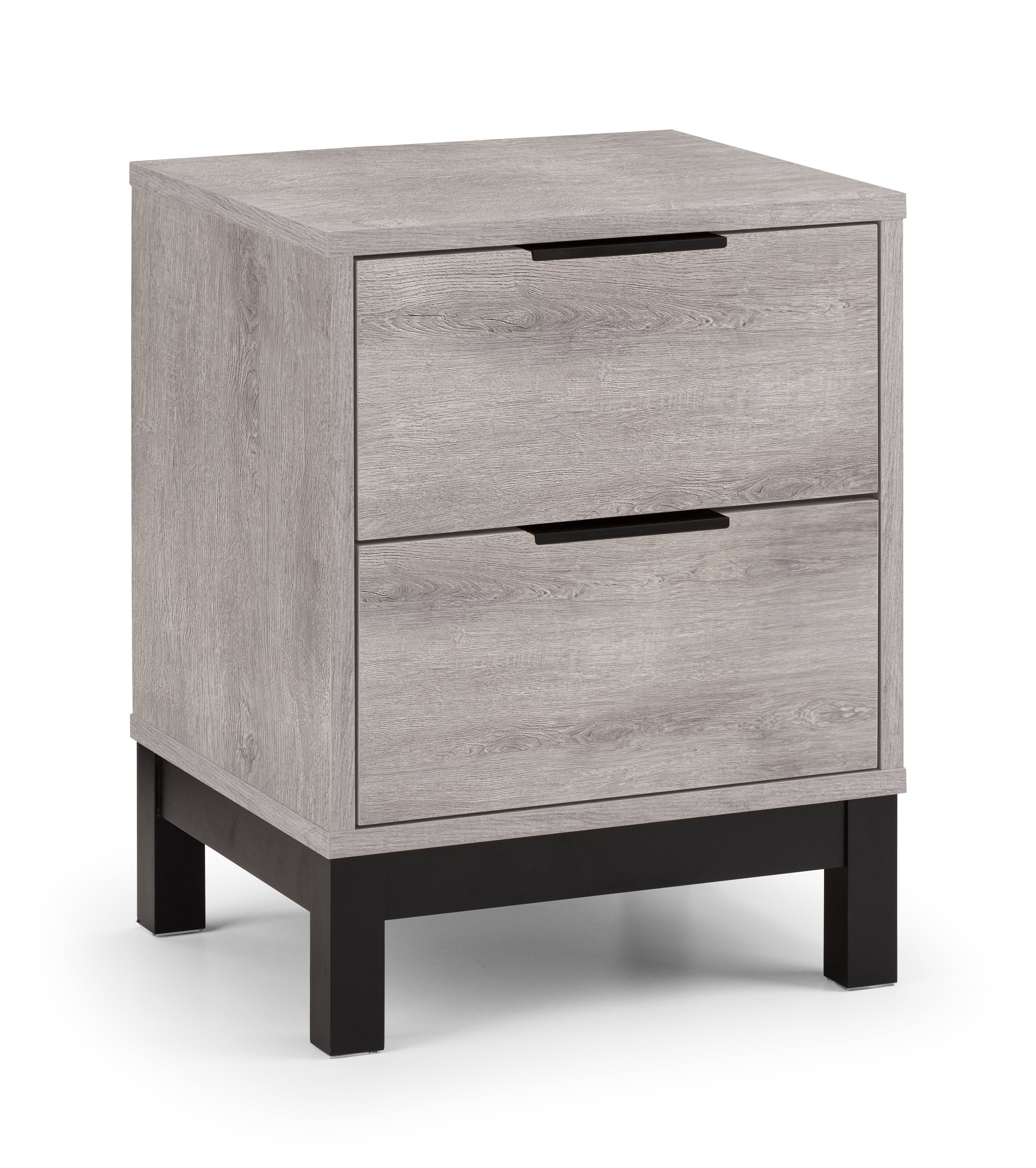 Bali 2 Drawer Bedside - Grey Oak – Julian Bowen