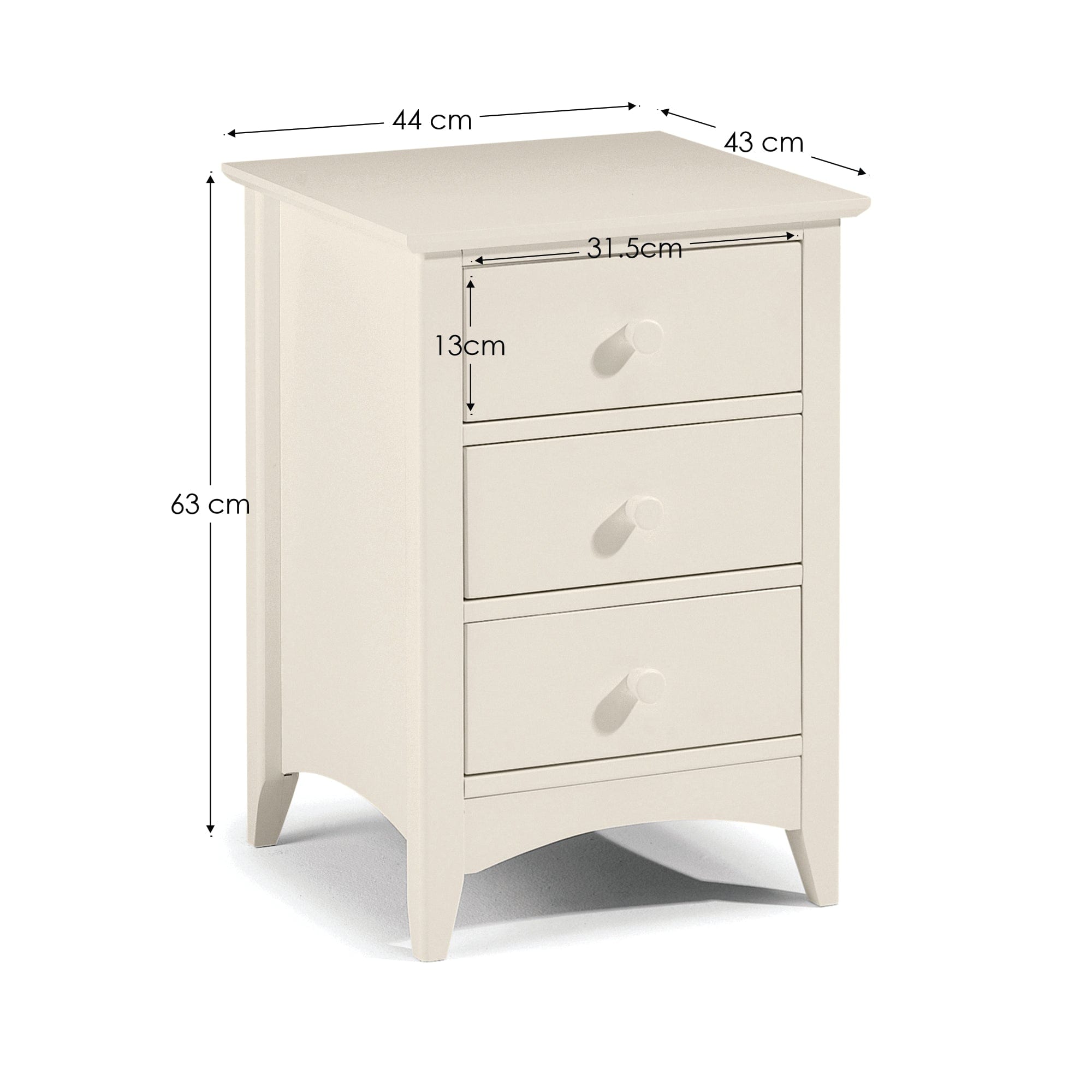 Cameo 3 Drawer Bedside – Julian Bowen, view 2