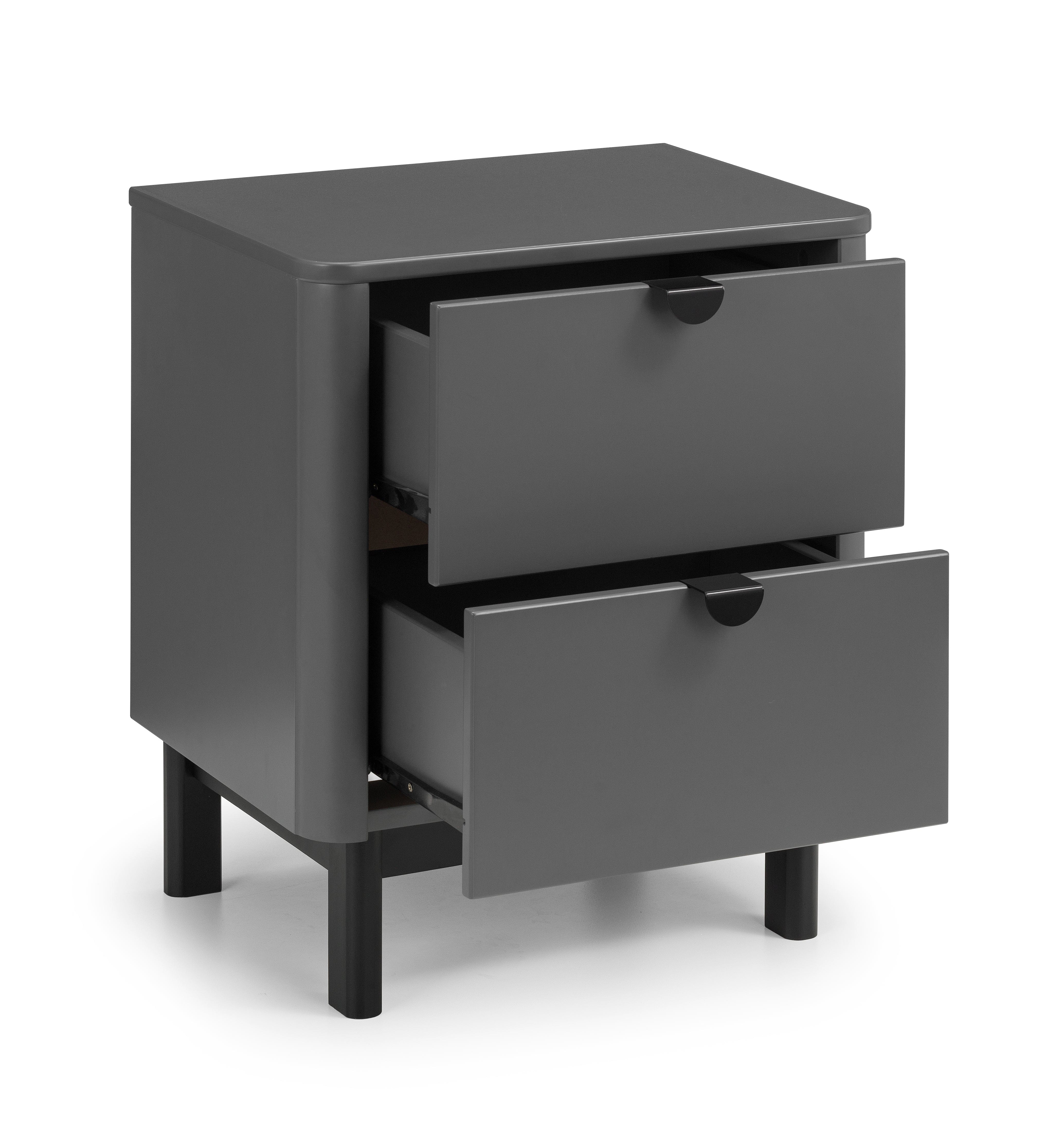 Chloe 2 Drawer Bedside - Storm Grey/Black – Julian Bowen, view 2