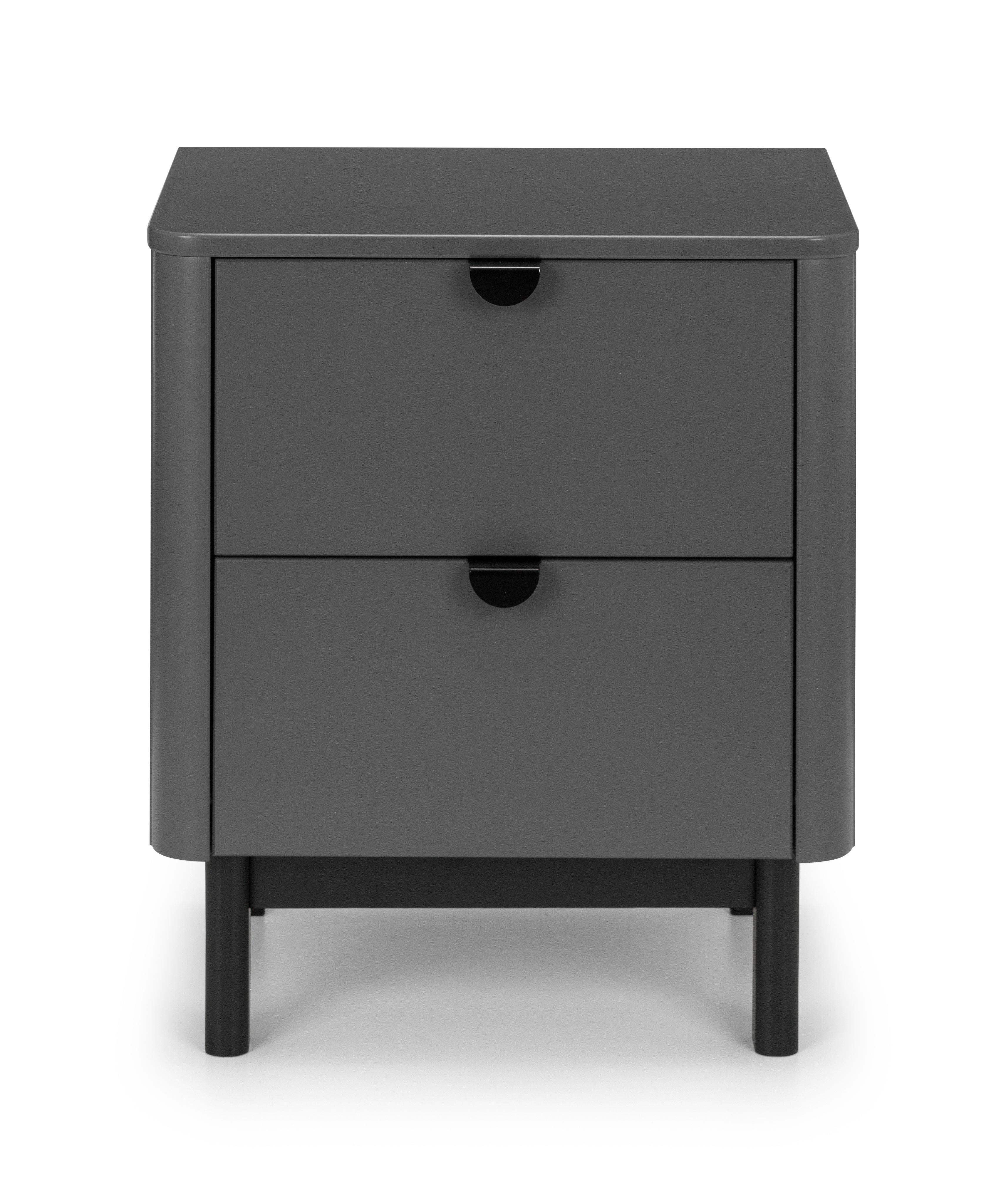 Chloe 2 Drawer Bedside - Storm Grey/Black – Julian Bowen, view 3