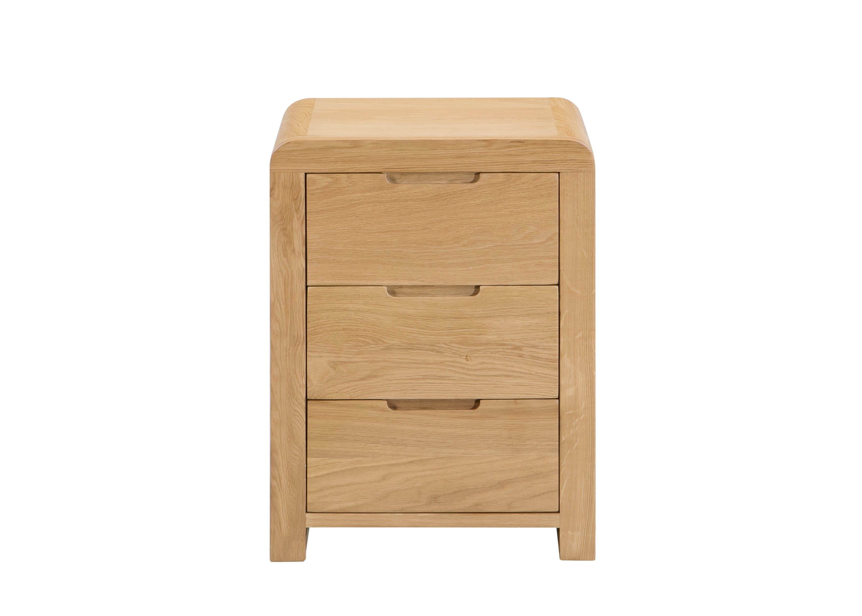 Curve Oak 3 Drawer Bedside – Julian Bowen, view 3