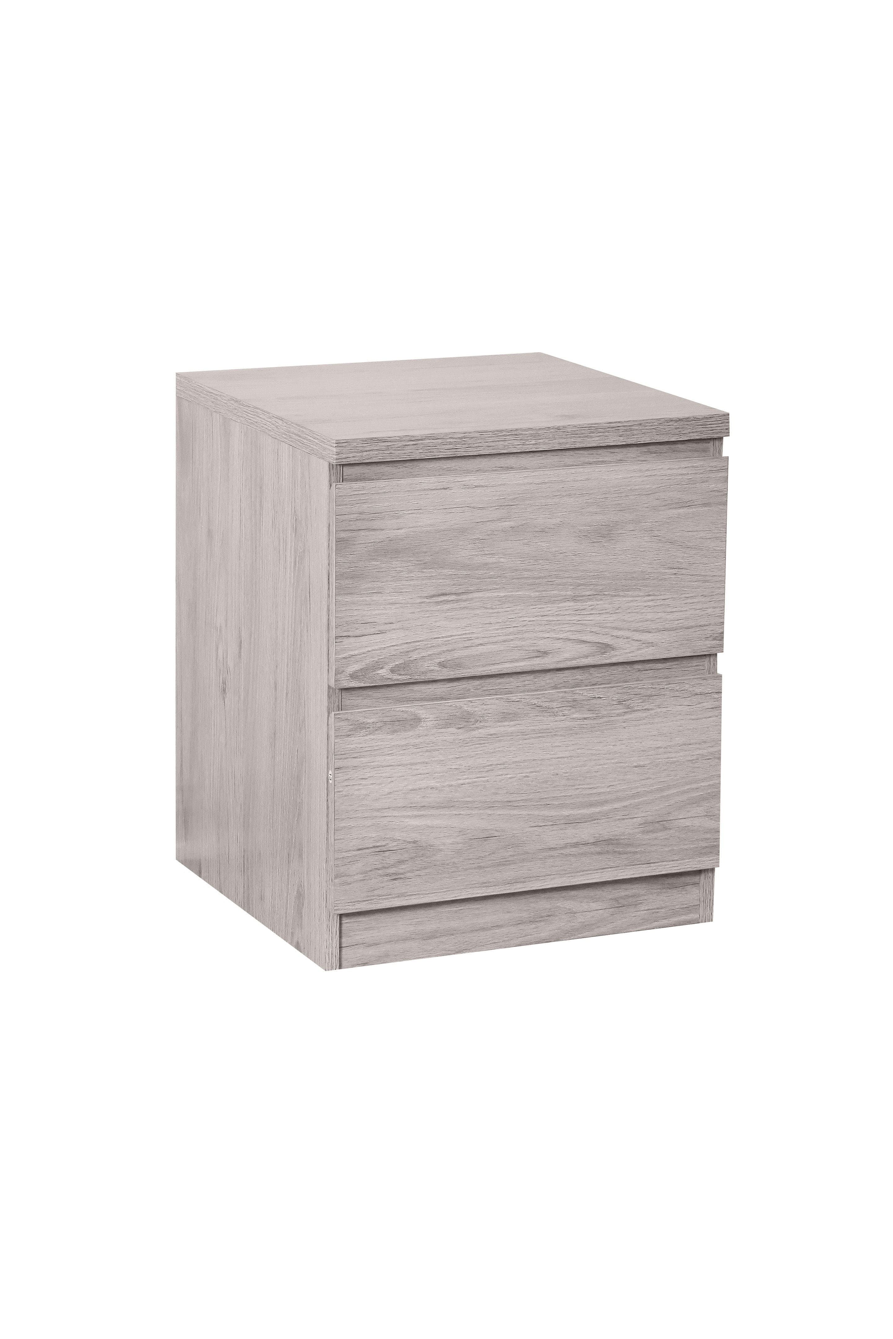 Jupiter 2 Drawer Bedside Grey Oak – Julian Bowen