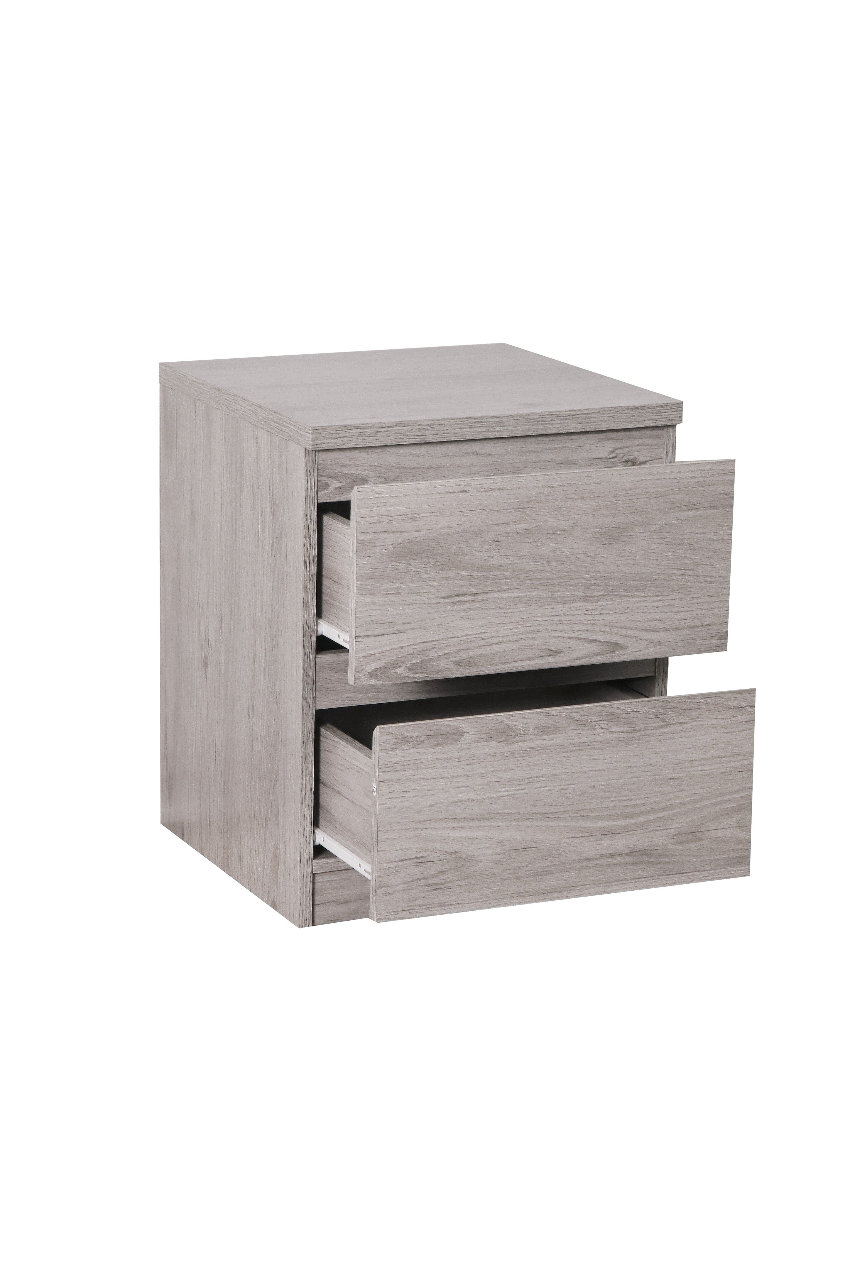 Jupiter 2 Drawer Bedside Grey Oak – Julian Bowen, view 3